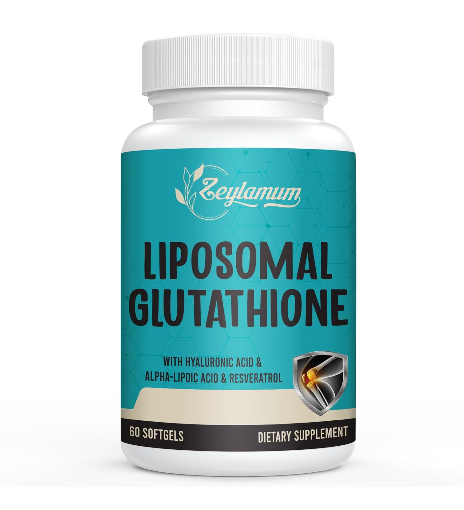 2400 MG Liposomal Glutathione Softgels, Max Absorption, Active Form L-Glutathione Reduced (GSH), with Hyaluronic Acid, Resveratrol, Master Antioxidants for Brain, Immune System, 60 Softgels 60 Count (Pack of 1) - Buy Online on GoSupps.com