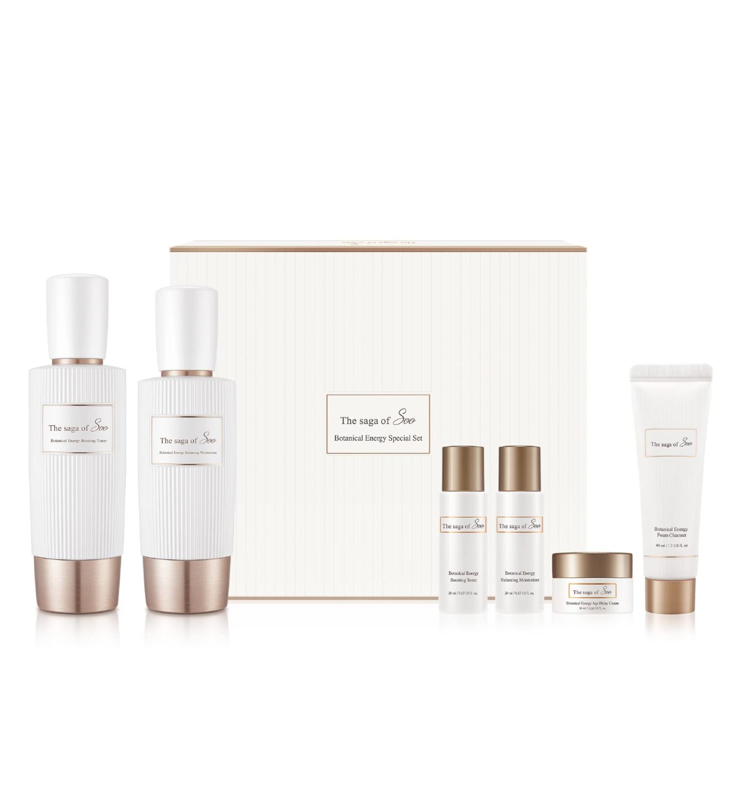 Sooryehan THE SAGA OF SOO BOTANICAL ENERGY (360 ml / 12.17 Fl Oz) - Korean Skin Care Gift Set by LG BEAUTY. Botanical Energy Boosting Toner Balancing Moisturizer Cream Foam Cleanser.