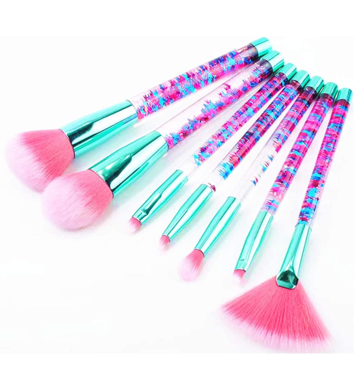 Sparkles Glitter Makeup Brushes Set - Unicorn Fan Foundation Brush with Liquid Red Handle - Perfect Christmas Gift for Teen Girls - Buy Online on GoSupps.com