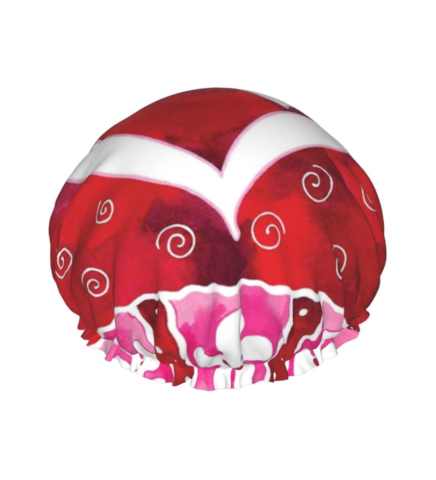 Heart & Flowers Printed Waterproof Shower Cap | Fits All Head Sizes & Hair Textures - Women's Bath Cap - Buy Online on GoSupps.com