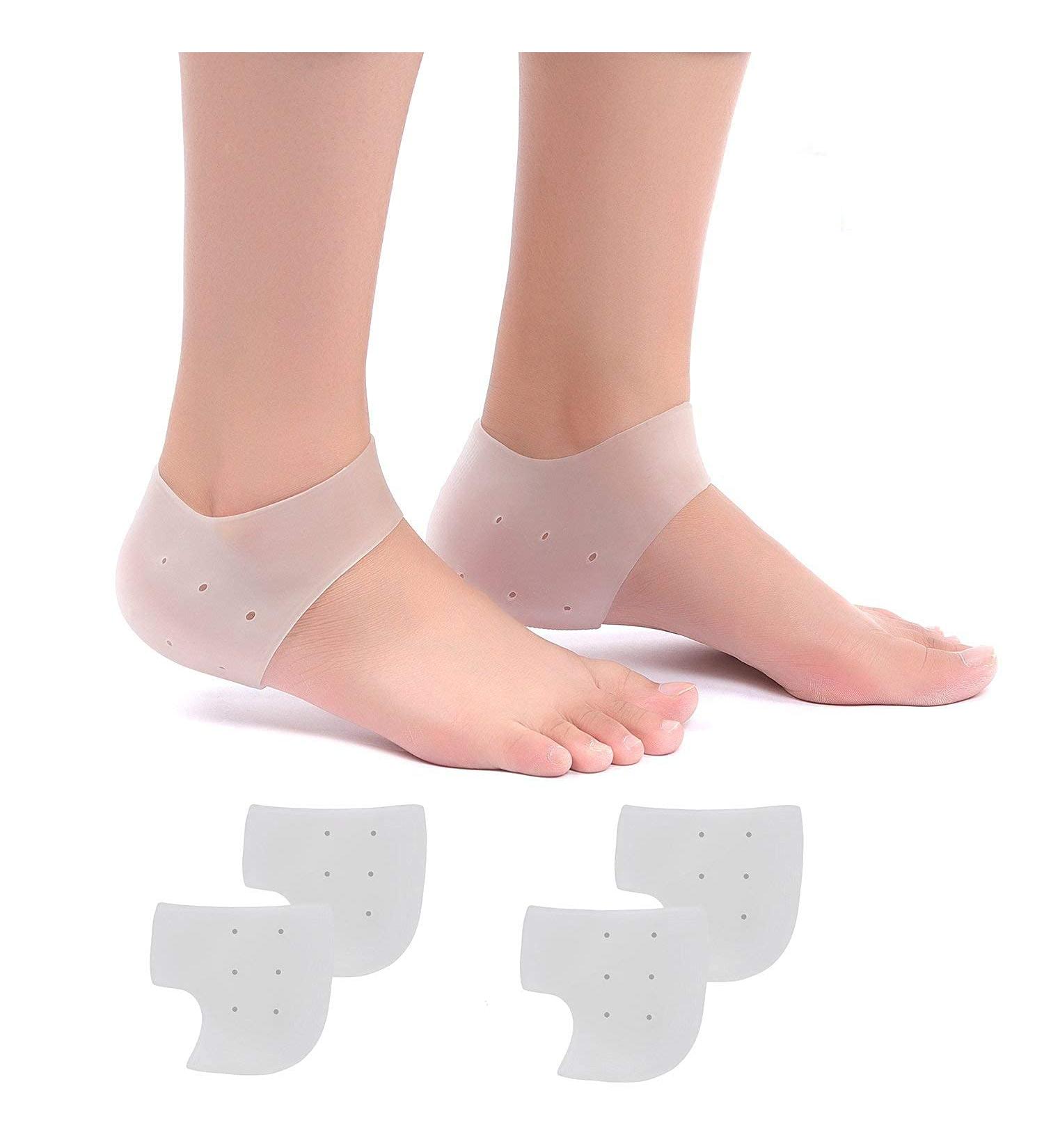 AnHua Silicone Gel Heel Sleeves - Foot Cushion Pads for Plantar Fasciitis Heel Spurs & Pain Relief - 2 Pairs for Men & Women - Buy Online on GoSupps.com