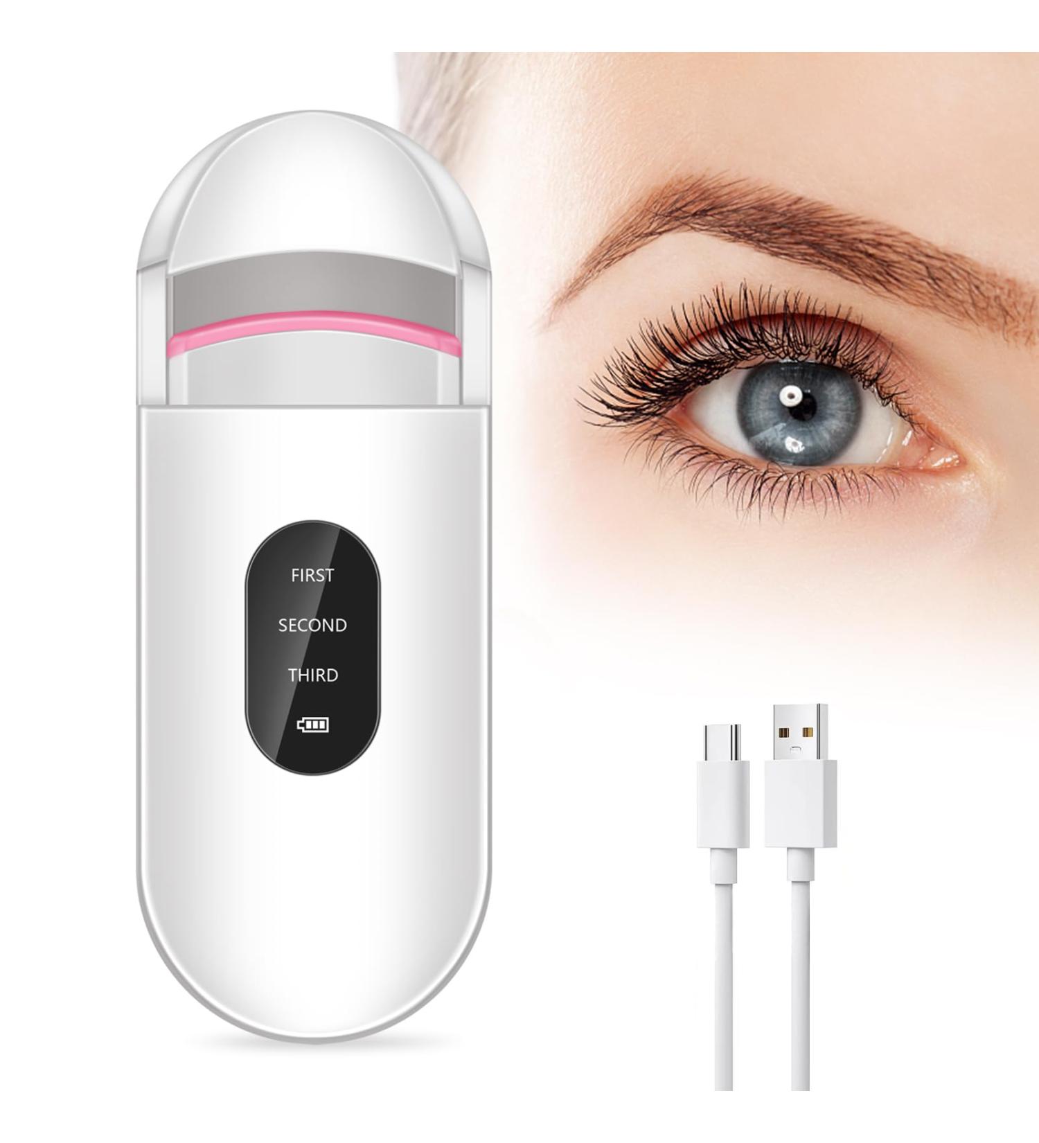 Rechargeable Heated Eyelash Curler with LED Display - 3-Level Adjustable Temperature for Stunning Long-Lasting Curls | International Shipping Available - Buy Online on GoSupps.com