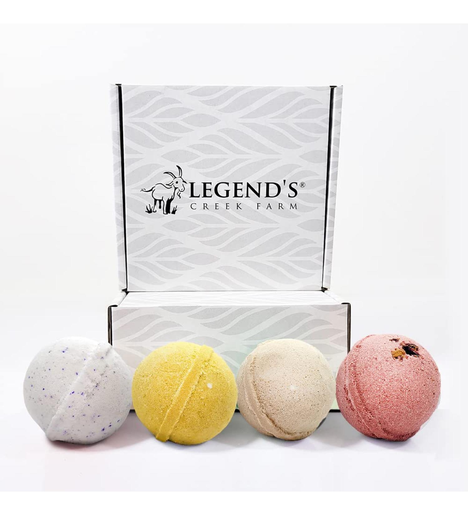 Legends Creek Farm Goat Milk Botanical Bath Bomb Gift Set - Shea Butter & Sunflower Oil - Hydrating and Relaxing - 18 Oz Total (4-Pack) - Botanical Formula - Buy Online on GoSupps.com