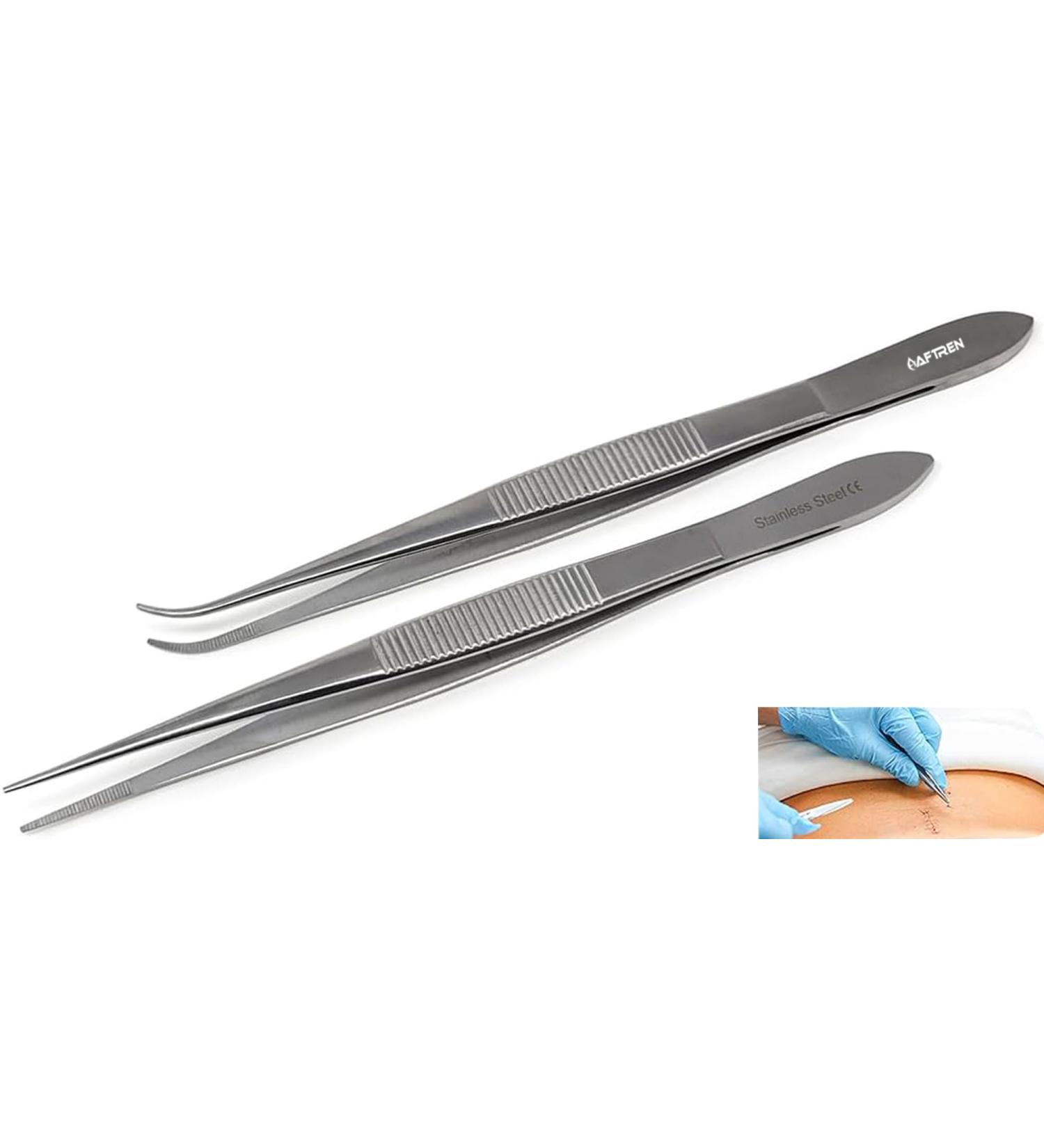Precision Tweezer Set - Stainless Steel Multi-Functional Tweezers for Lab Workshops & Crafts - Straight & Curved Tips - Buy Online on GoSupps.com