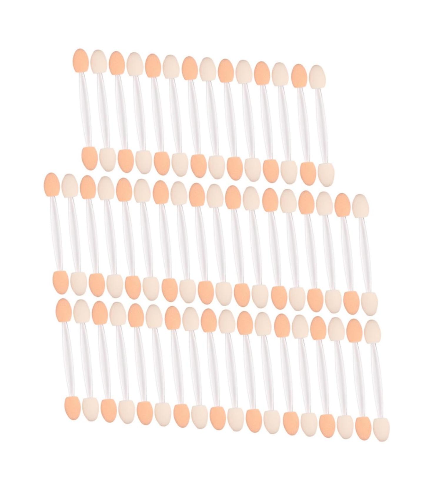 Outanaya 50pcs Two-color Eyeshadow Brush Double-head Brush Makeup Brush Applicator Cosmetic White Latex Head - Buy Online on GoSupps.com