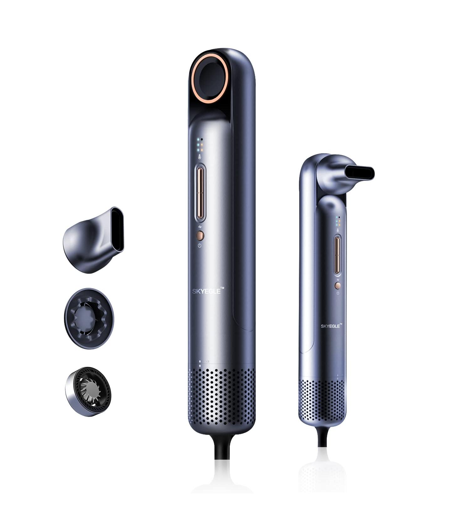 Compact Purple Hair Dryer - Negative Ionic 110 000 RPM Adjustable Heat & Speed Includes 3 Magnetic Nozzles | Perfect for Home Travel & Salon Use - Buy Online on GoSupps.com