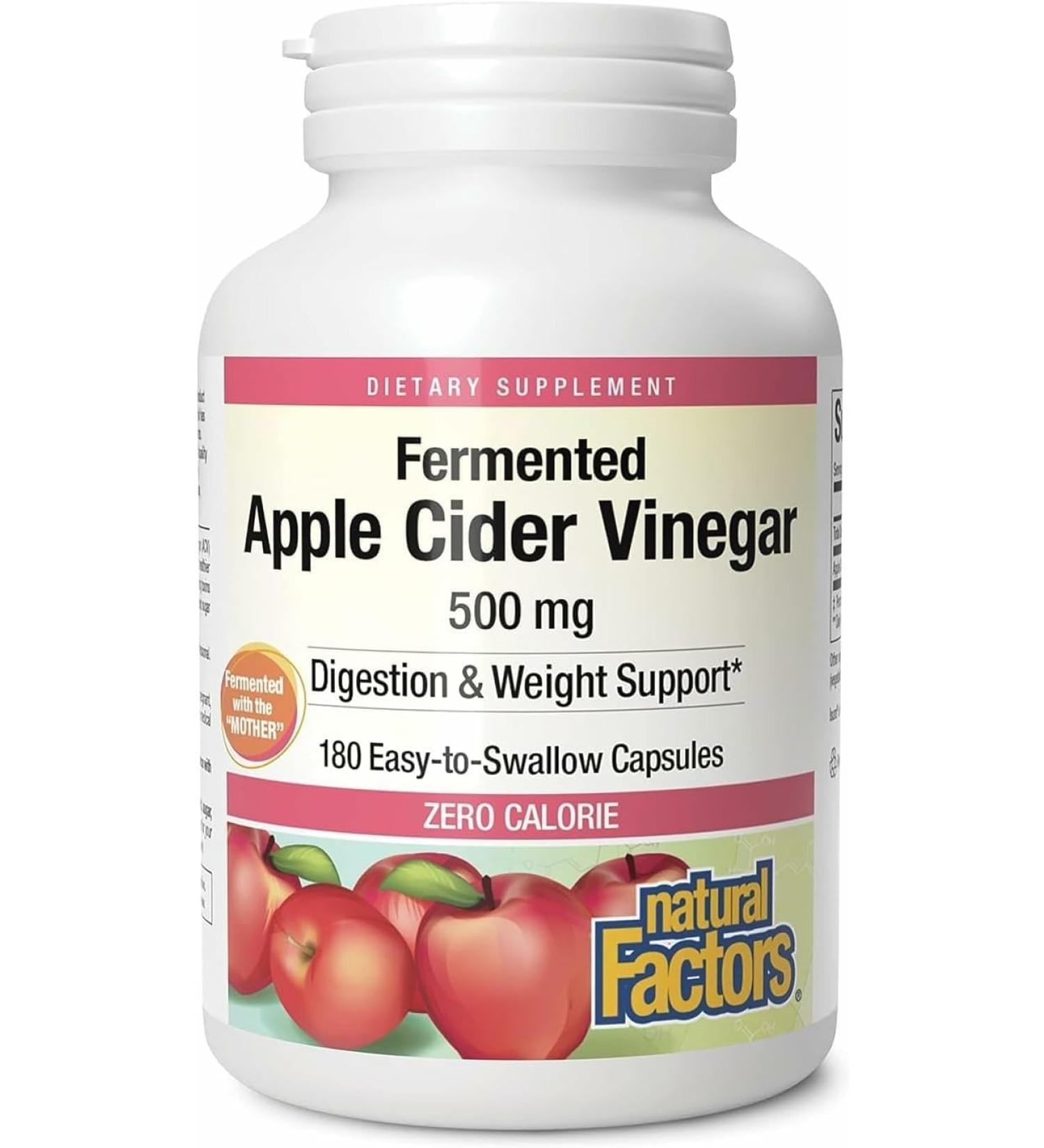 Natural Factors, Apple Cider Vinegar Capsule, Supports Digestion and Weight Management, 180 capsules (90 servings) 180 Count (Pack of 1) - Buy Online on GoSupps.com