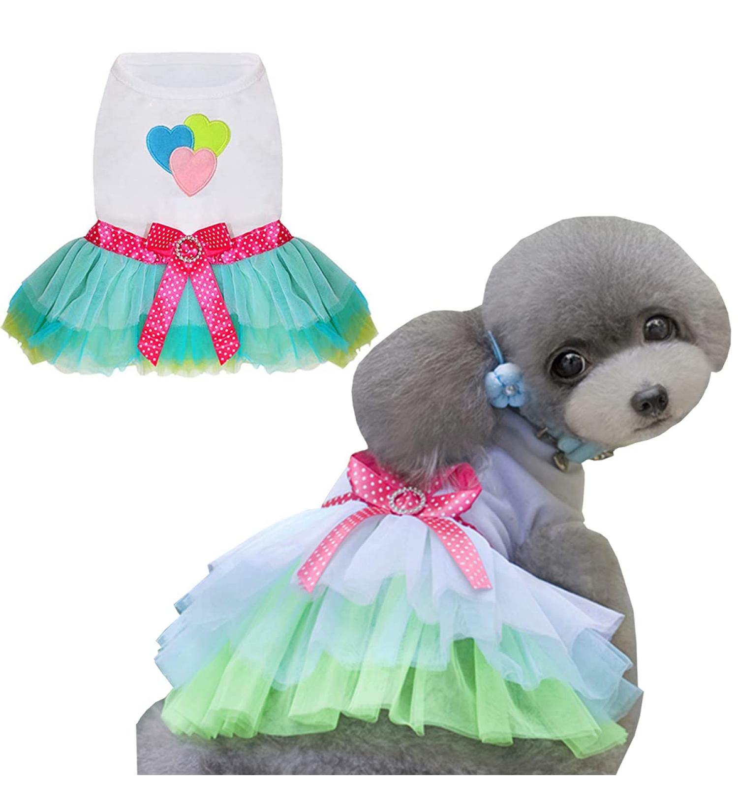 Luxury Puppy Skirt Dress for Dogs | Princess Wedding Tutu with Bowknot | Red Lips & Green XXL Options - Buy Online on GoSupps.com