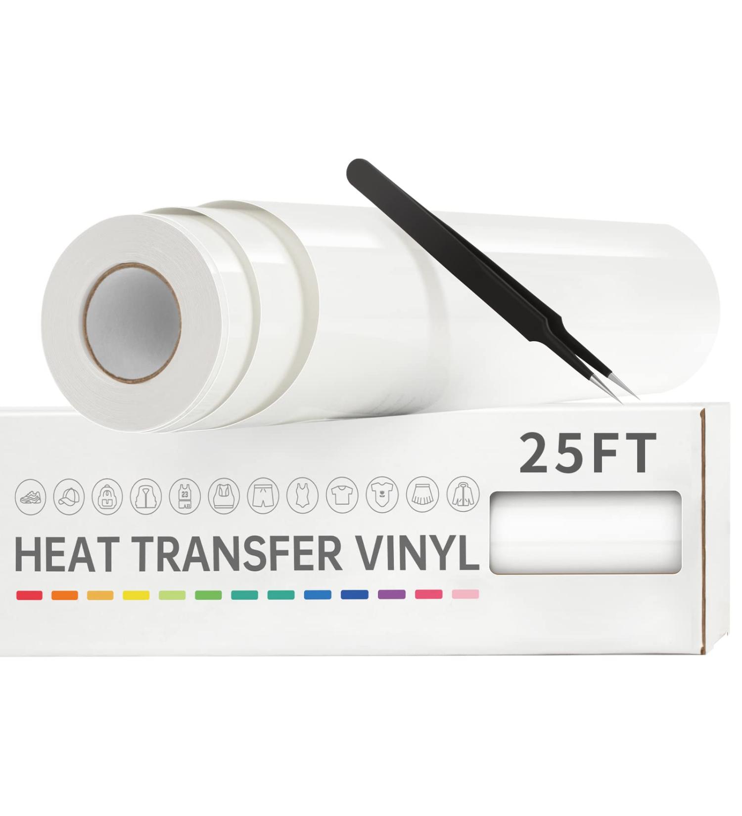 VinylRus White Heat Transfer Vinyl Roll - 12 x 25ft - Easy to Cut & Weed - for Shirts, Silhouette Cameo, Cricut - Buy Online on GoSupps.com