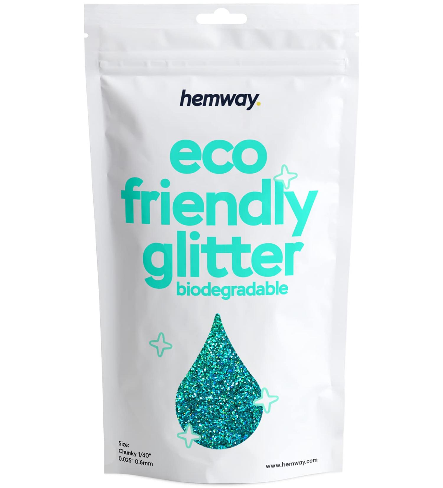Hemway Eco Friendly Biodegradable Glitter 100g - Vegan Cosmetic Safe Sparkle for Face Eyes Body Hair Nails - Turquoise Holo - Buy Online on GoSupps.com