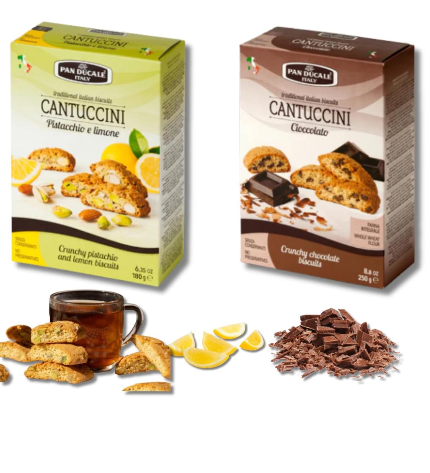 Cantuccini Pistachio with Lemon and Cantuccini Chocolate Biscuits From Italy Pack of 2 (2x200gr) | Authentic Cantuccini Italian Gourmet Biscuits From Tuscany - Buy Online on GoSupps.com