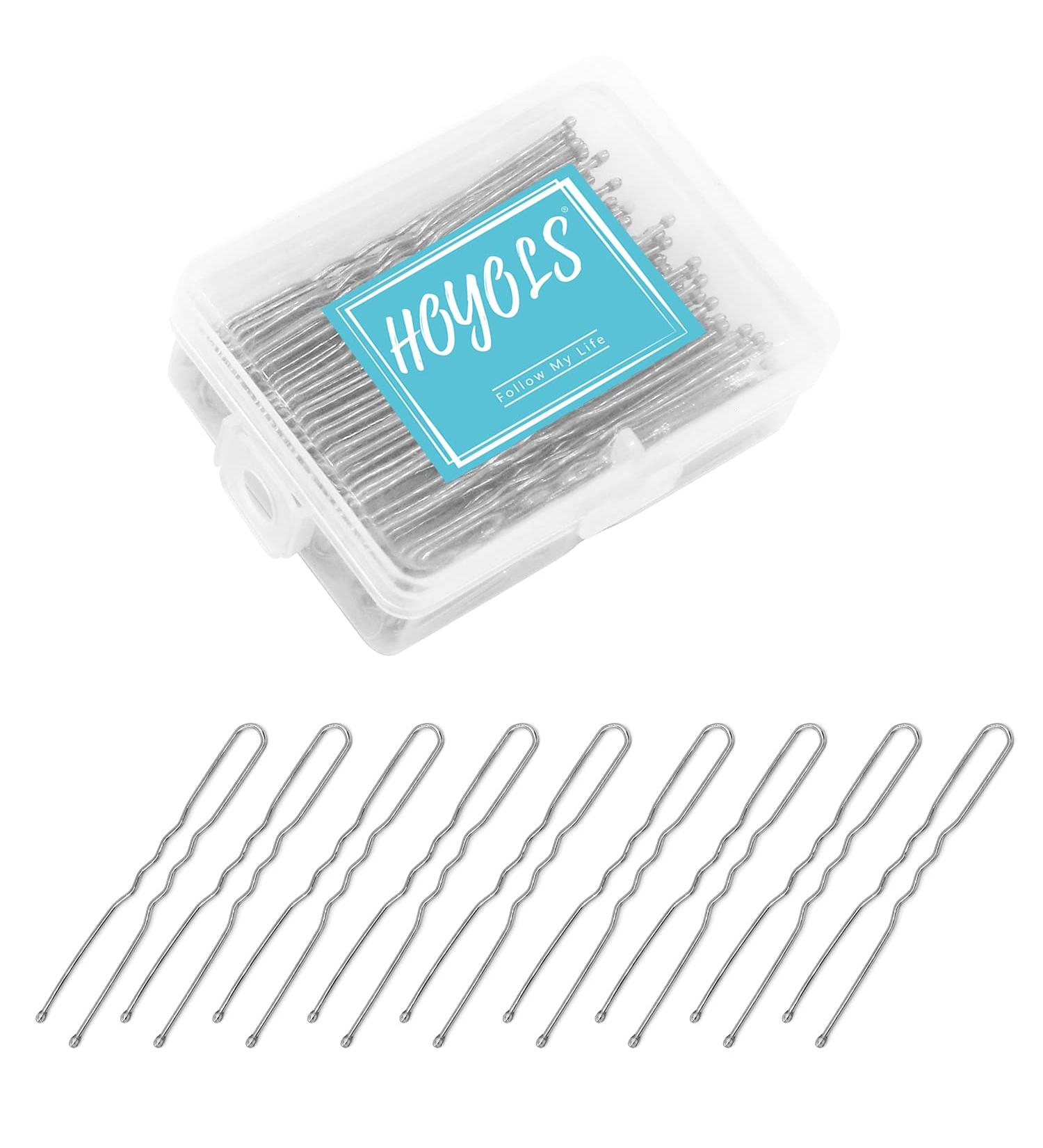 Hoyols U Shaped Hair Pins - 100 Count 2.4 Inch Silver Bobby Pins for Curly Waved Bun Clips Hairstyle - Women Girls Grips Updo for Thin Thick Hair - Buy Online on GoSupps.com