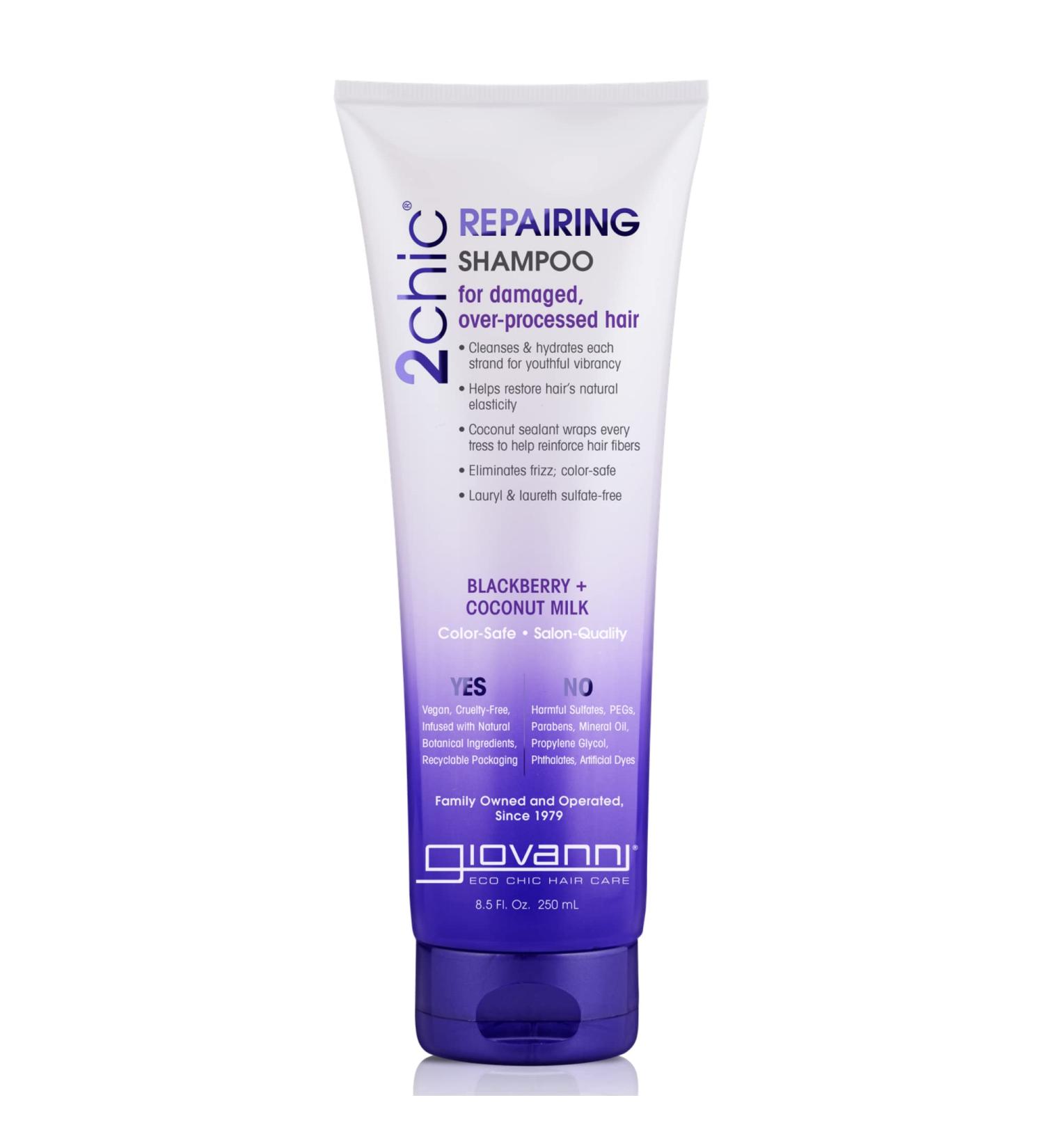 Giovanni 2chic Repairing Shampoo - Blackberry & Coconut Milk for Damaged Hair | 8.5 fl oz - Buy Online on GoSupps.com