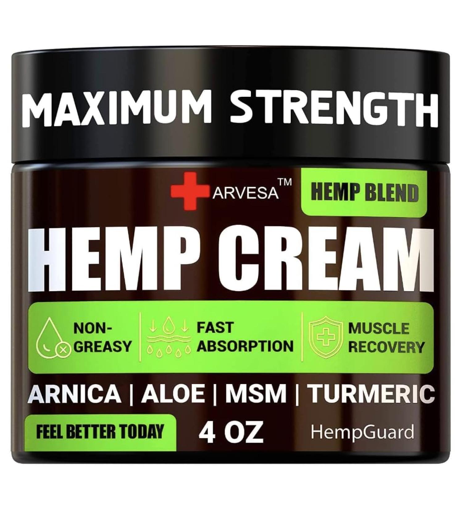 Generic Natural Hemp Cream for Muscles Joints Back Knees Neck Fingers Elbows - High Strength Hemp Oil Extract with Arnica Emu Oil Turmeric - Made in The USA - Buy Online on GoSupps.com