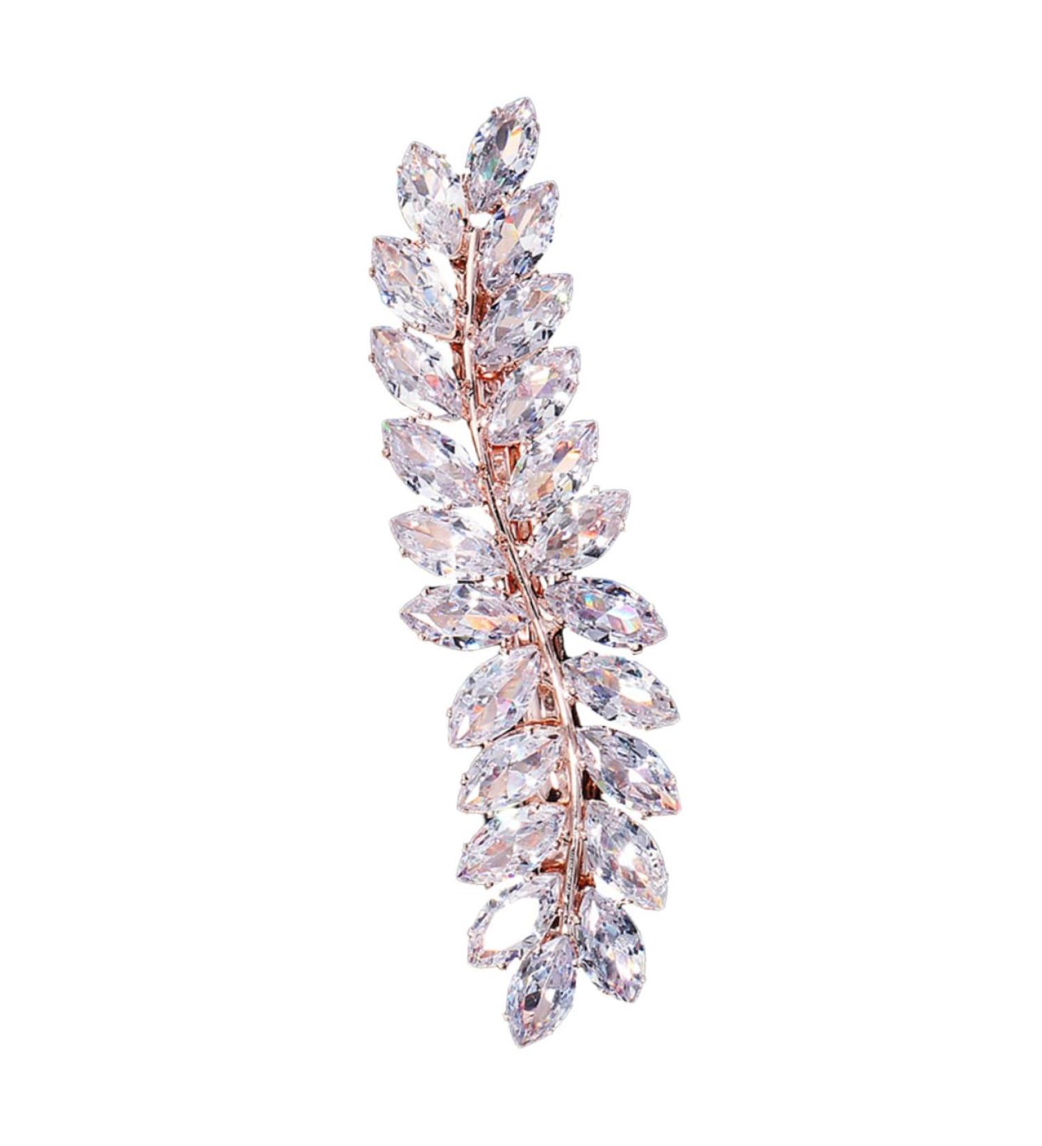 minkissy 1pc Half up Hair Clip Girl Zircon Hairpin Leaf Hair Barrettes Hair Comb Decorative Hair Pins Bridal Flower Comb Flower Hair Decor Stylish Hairpin Flowers Rhinestones Bride - Buy Online on GoSupps.com