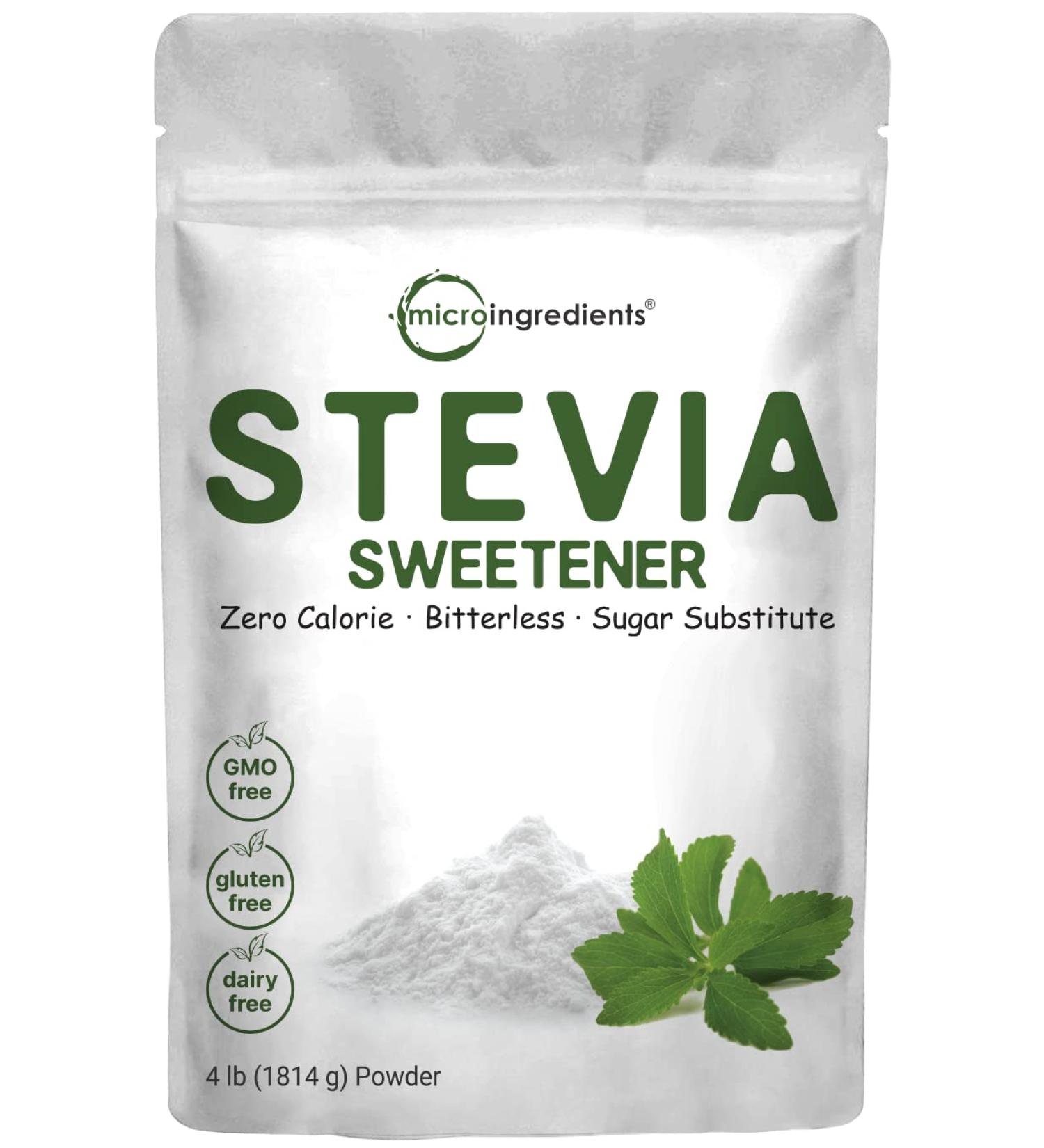 Stevia Sweetener Powder 4lbs (64oz) | Keto-Friendly 0 Calorie Sugar Substitute | Natural Sweetener with Reb-A Extract | Non-GMO & Vegan - Buy Online on GoSupps.com