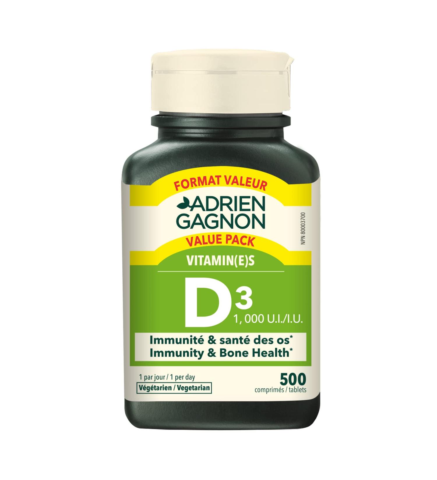 Adrien Gagnon - Vitamin D 1000 IU (500 tabs) - Buy Online on GoSupps.com