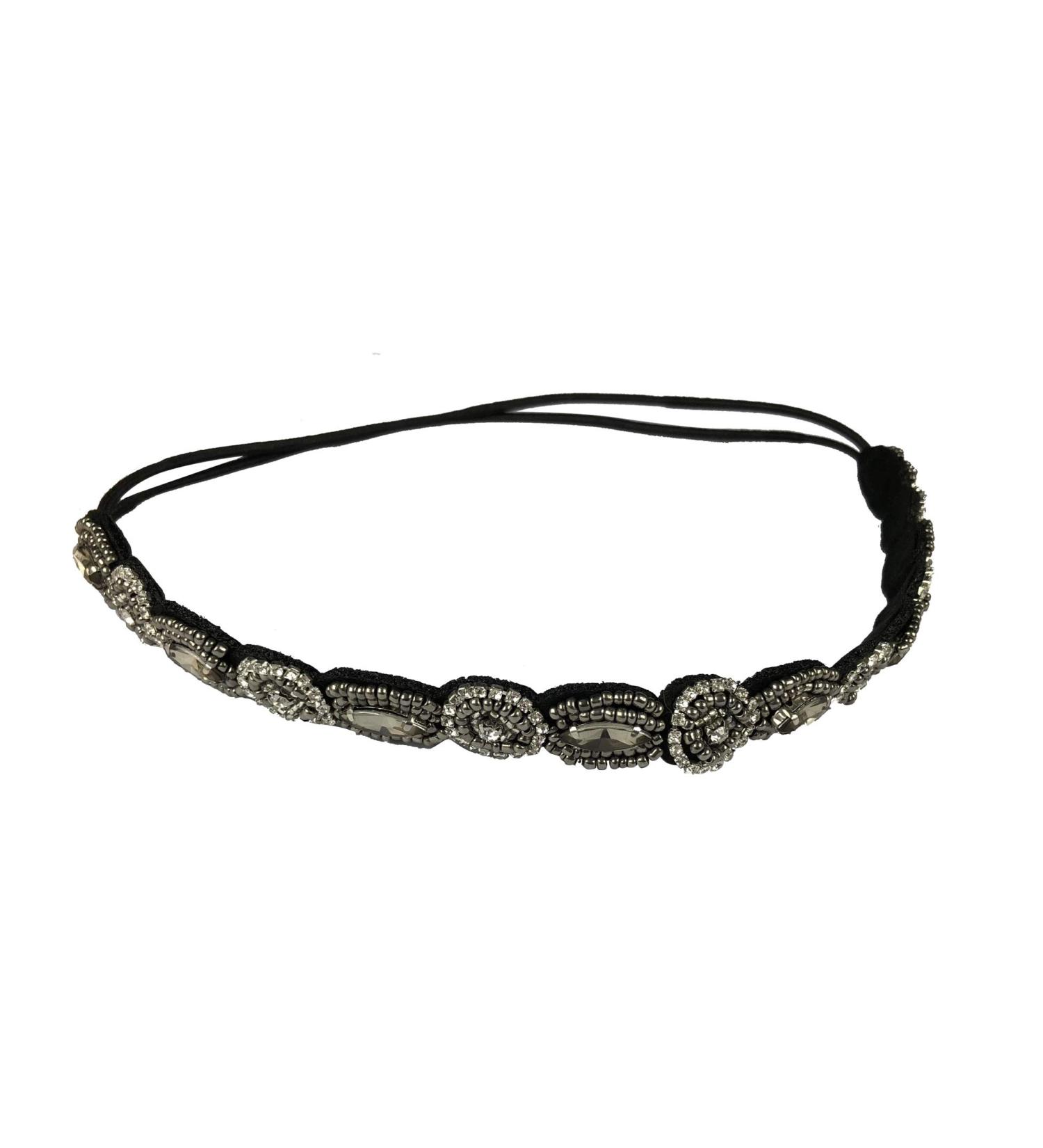 Beaded Rhinestone Headband - Elastic Non-Slip Black Hair Hoop for Women and Girls - Buy Online on GoSupps.com