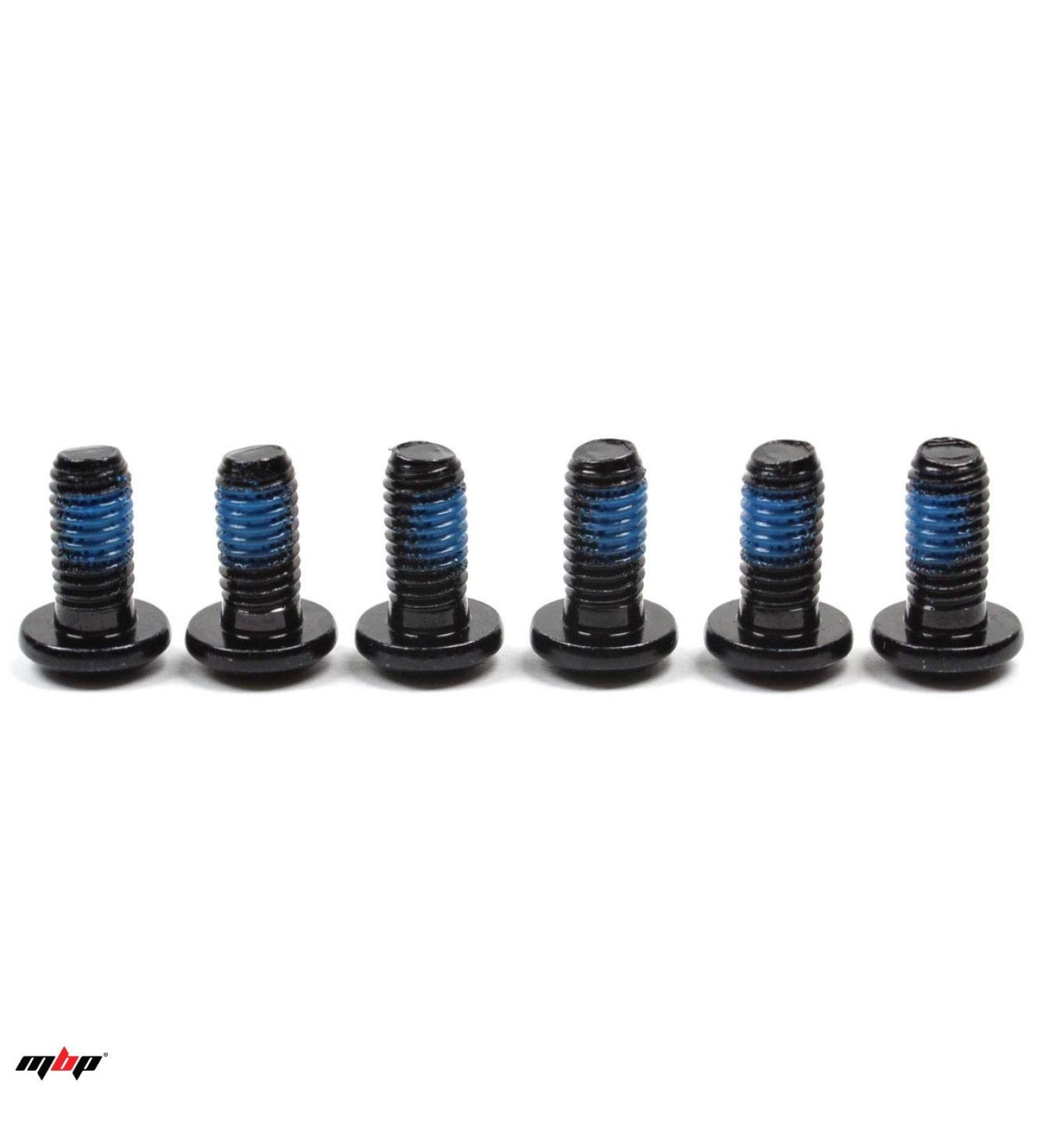 MBP Bike Disc Brake Rotor Bolts M5 10mm Screws High Strength Cr-Mo Steel Cycle Bicycle Brake Disc Bolts Screw - Set of 6 Black