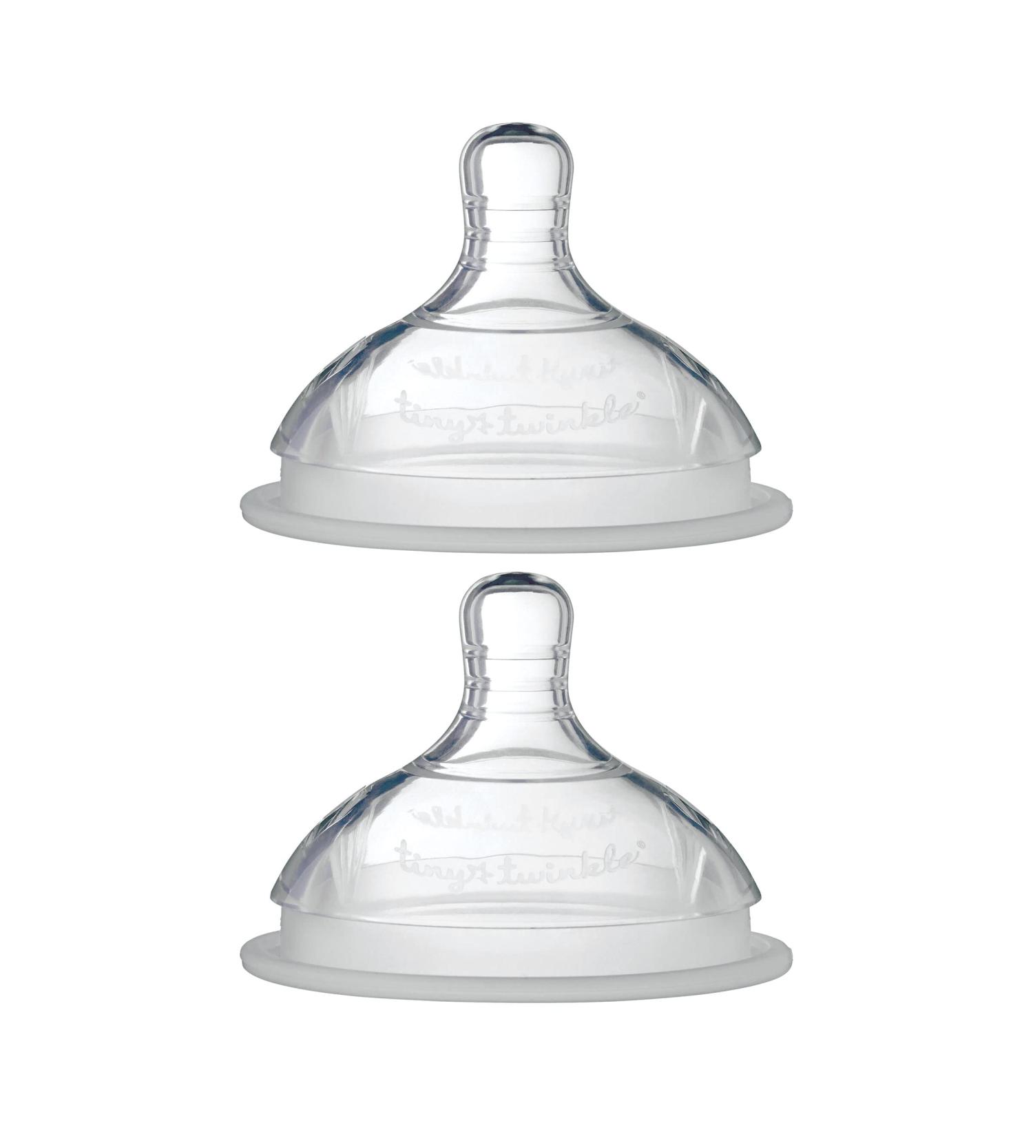 2 Pack Medium Flow Silicone Baby Bottle Nipples - BPA-Free & Phthalate-Free, Soft & Easy to Latch for Baby Bottles | 3-6 Months+ | Tiny Twinkle - Buy Online on GoSupps.com