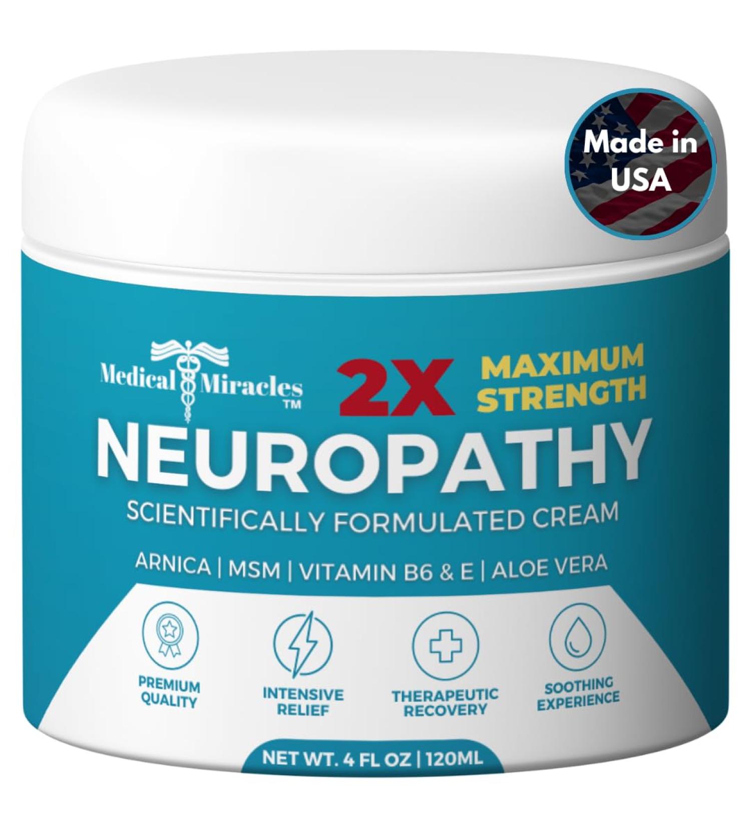 Buy 2X Strength Neuropathy Nerve Therapy Relief Cream - Max-Potency for Feet Hands Legs & Toes - Arnica & Vitamin B6 - 4oz - Fast International Shipping - Buy Online on GoSupps.com