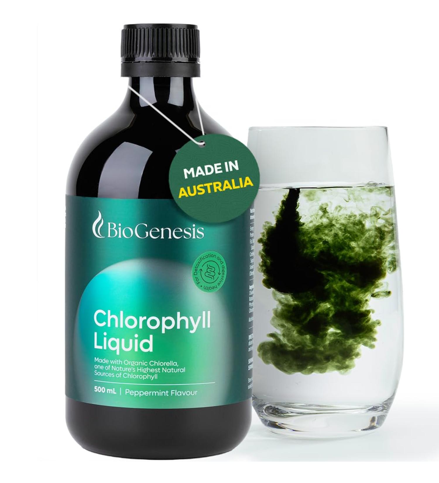 Biogenesis Chlorophyll Liquid 17oz Peppermint Flavor | Internal Deodarizer | Supports Cleansing Energy & Digestion | 100% Australian Grown - Buy Online on GoSupps.com