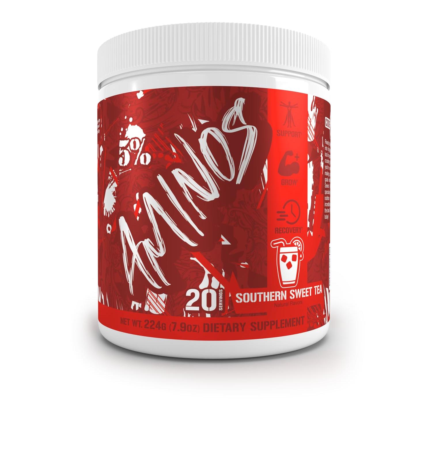 5% Nutrition Code Red Aminos BCAA & EAA Post Workout Recovery Powder | Full Spectrum Essential Amino Acid Complex for Men & Women (Southern Sweet Tea) - Buy Online on GoSupps.com