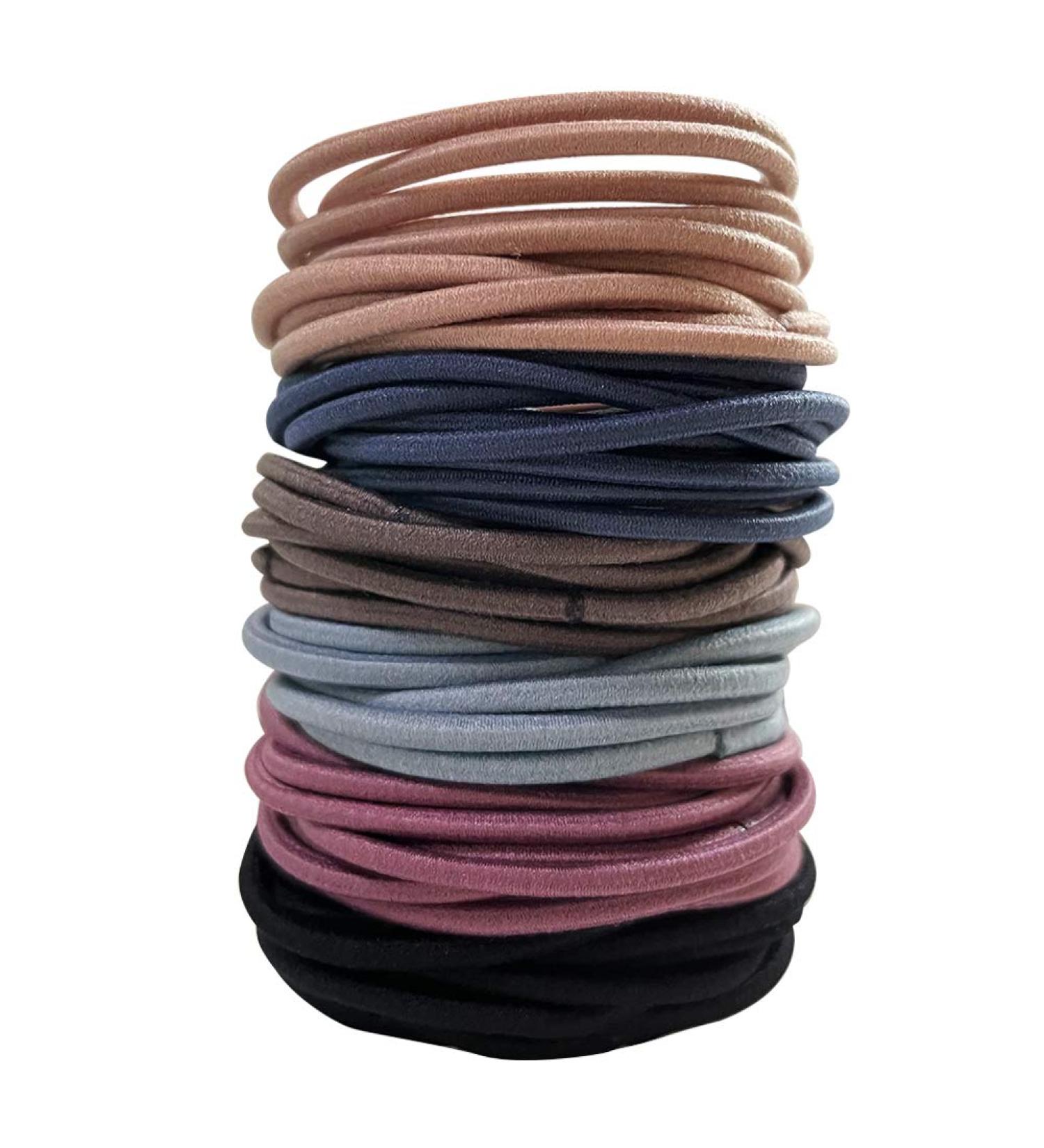 Xcozu 100-Pack Multi-Colored Hair Ties for Girls & Women - Metal-Free Elastic Ponytail Holders 50x3mm - Buy Online on GoSupps.com