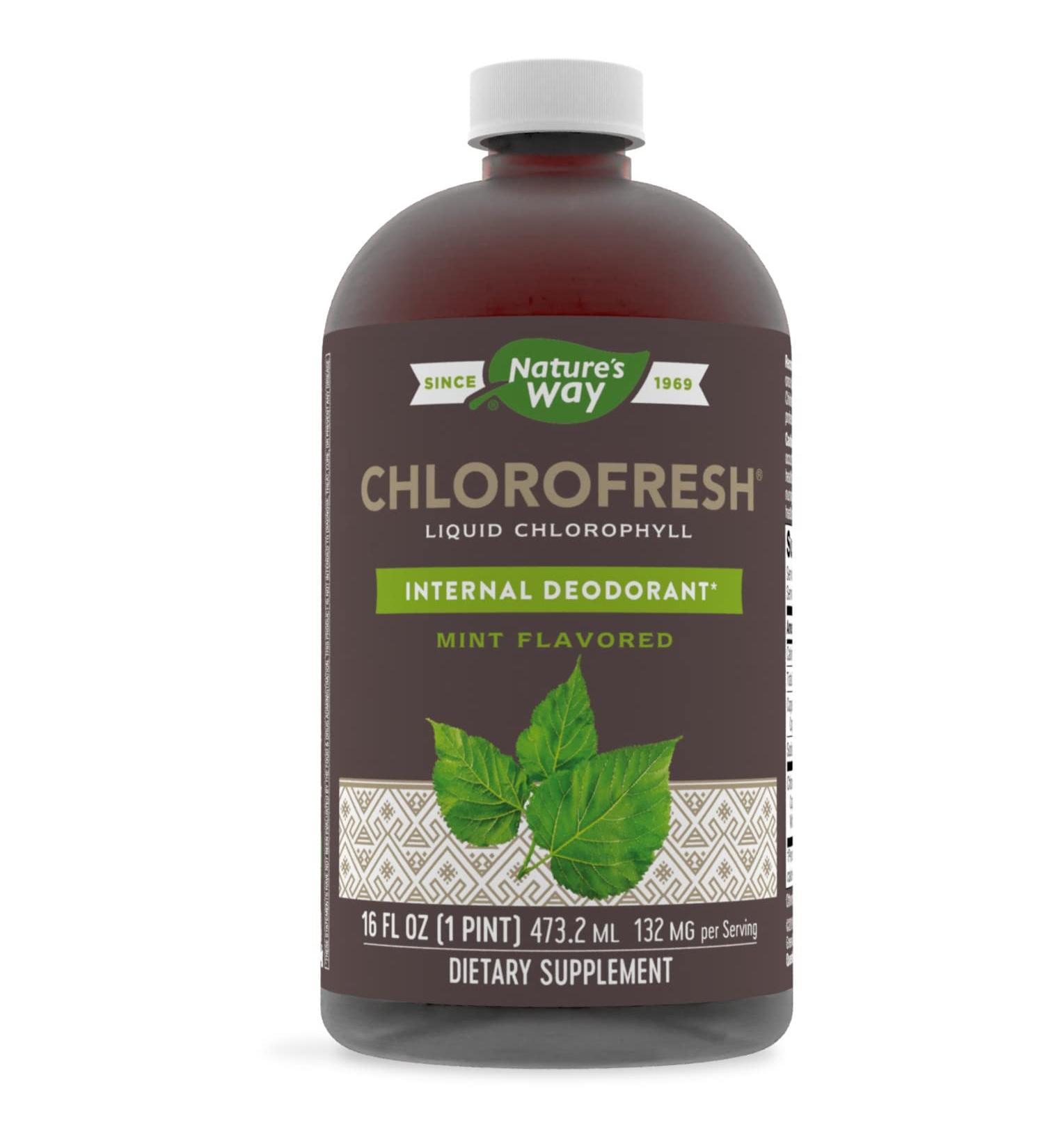 Nature's Way Chlorofresh Liquid Chlorophyll Concentrate 16 Fl. Oz - Mint Flavored | Internal Deodorant for Detoxification Pathways - Buy Online on GoSupps.com
