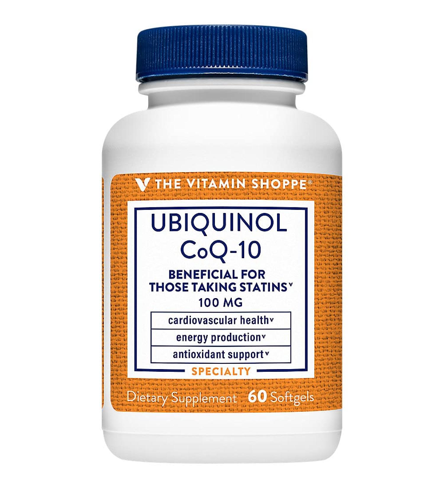 Buy Ubiquinol CoQ-10 100mg - Supports Heart Health & Energy | The Vitamin Shoppe - 60 Essential Antioxidant Softgels - Buy Online on GoSupps.com