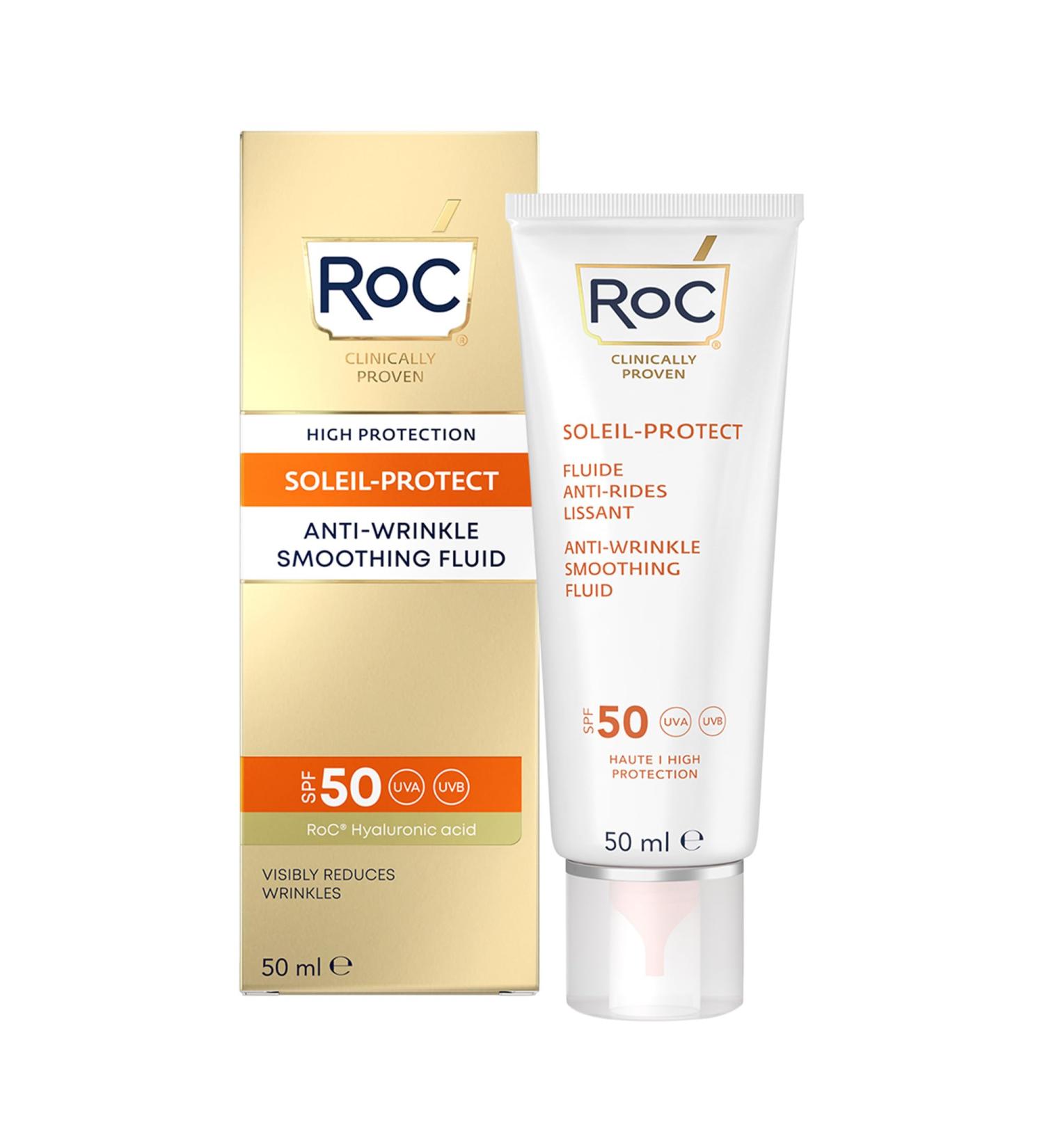 ROC Soleil-Protect Anti-Wrinkle Smoothing Fluid SPF50 50 ml - Buy Online on GoSupps.com