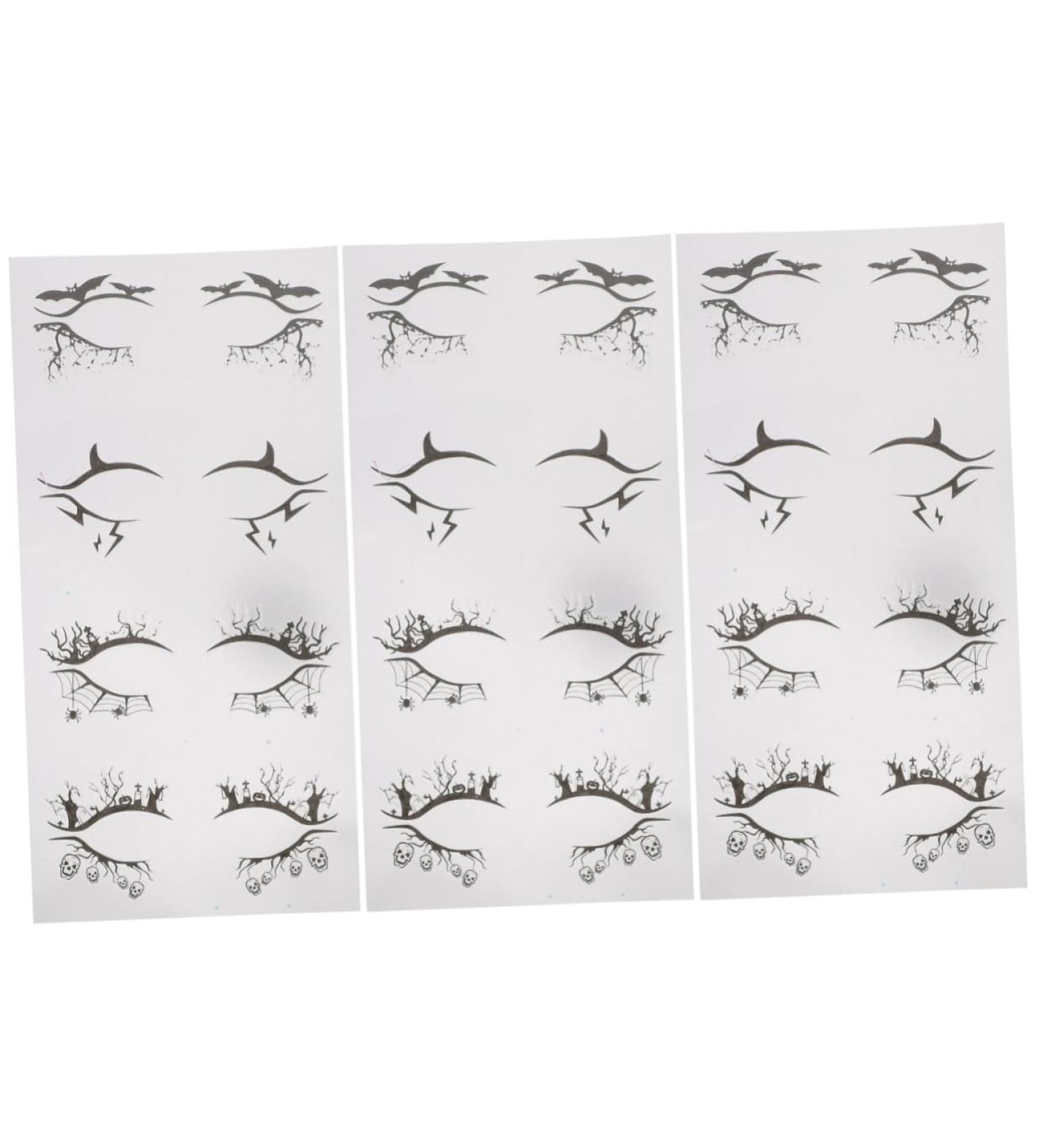 OHPHCALL 12 Pairs Halloween Eyeliner Stickers Eyeliner Eyeshadow Makeup Sticker Party Eyeliner Black Pvc - Buy Online on GoSupps.com