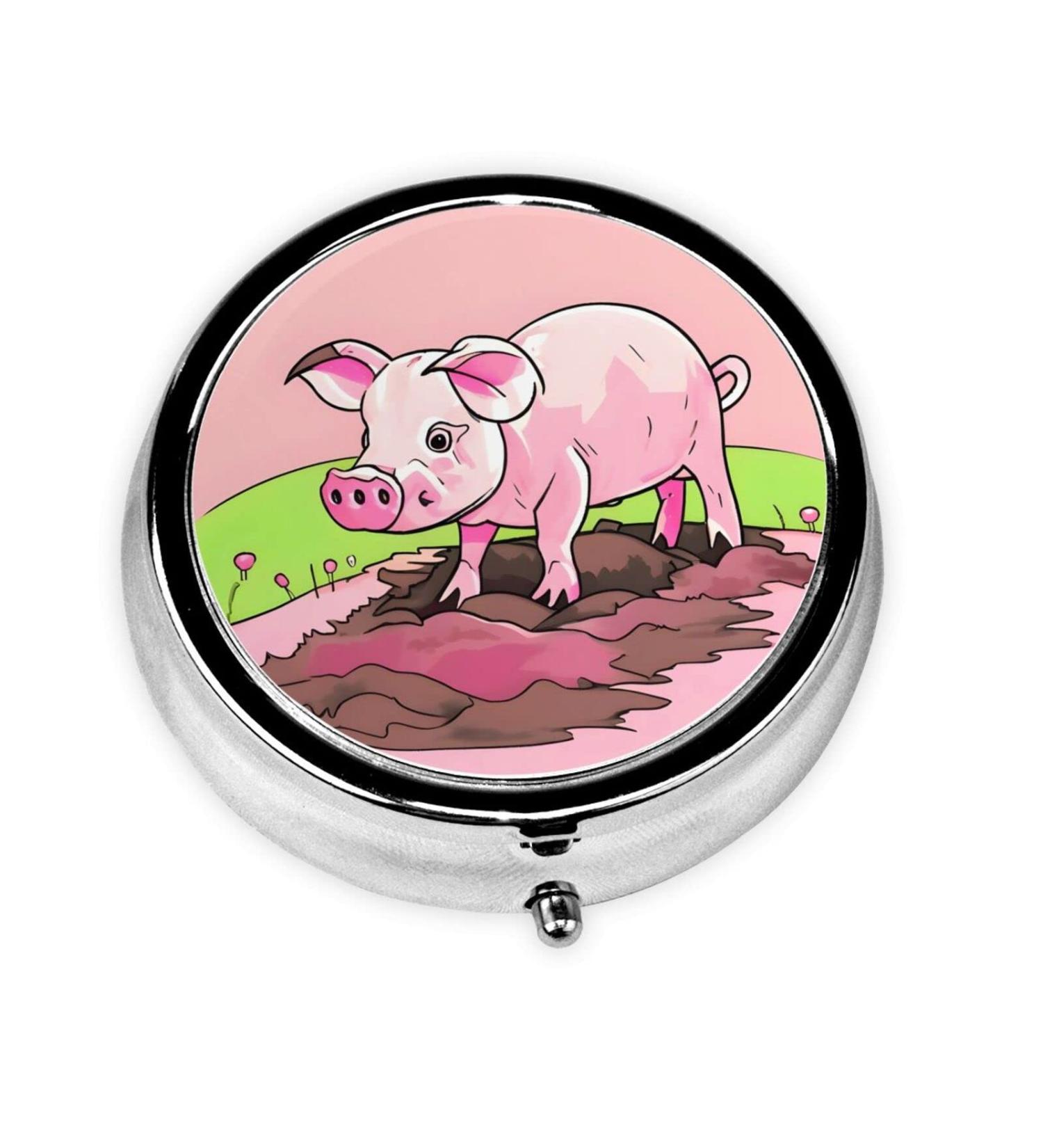 Buy Pink Piglet Round Pill Box - 3 Compartment Portable Organizer for Travel - International Shipping Available - Buy Online on GoSupps.com