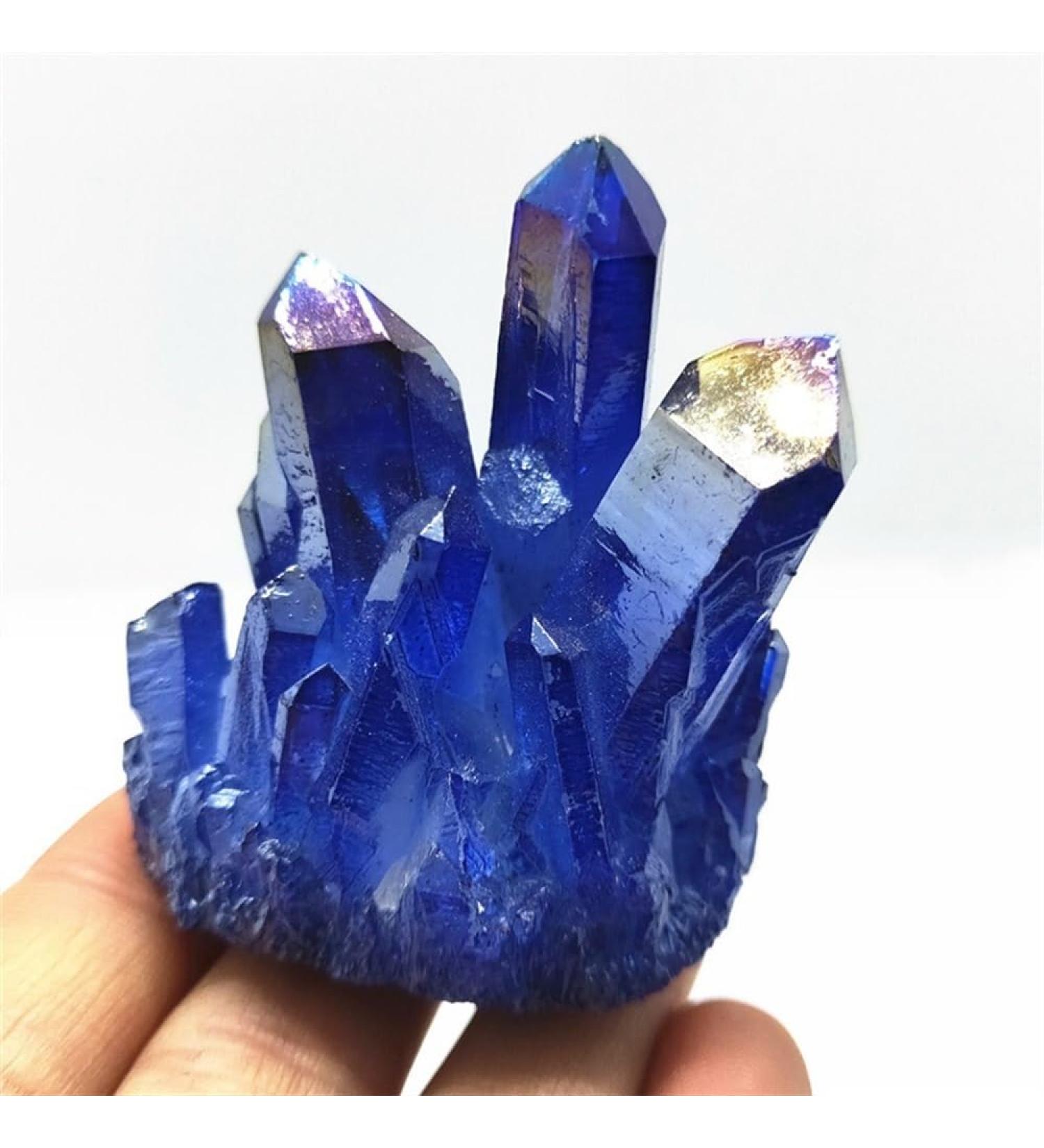 Natural Crystal Rough Crystal Cluster Specimen Blue Angel Aura Flower Natural Electroplating Gemstone Quartz Cluster (Size : 180-200g) - Buy Online on GoSupps.com