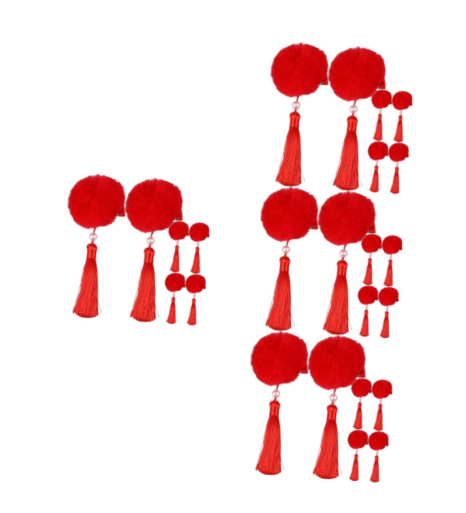 Beavorty 12 Pairs Tassel Hair Ball Hair Clip Girls Barrettes Girls Hair Barrettes Pompom Hair Clips Tassel Hair Accessories Hair Pin Kids Hair Clips for Girls Long Tassel Hair Barrettes Red - Buy Online on GoSupps.com
