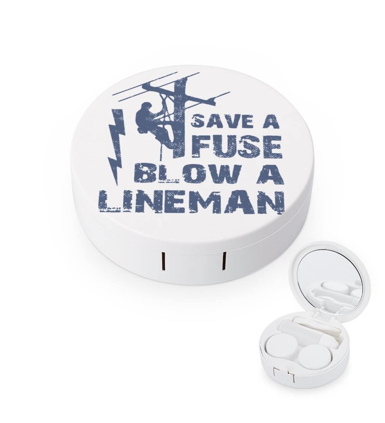 Lineman Save A Fuse - Blow A Lineman Round Case For Contact Lens Kit Storage Box with Mirror Printed - Buy Online on GoSupps.com