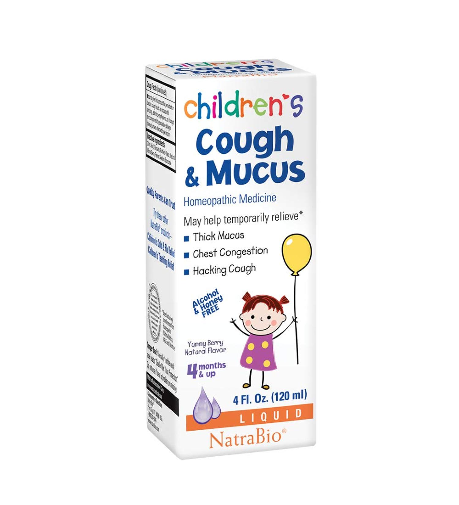 NatraBio Children's Cough & Mucus â€“ Alcohol-Free Yummy Berry Flavor (4 fl oz) | Natural Relief for Ages 4+ - Buy Online on GoSupps.com