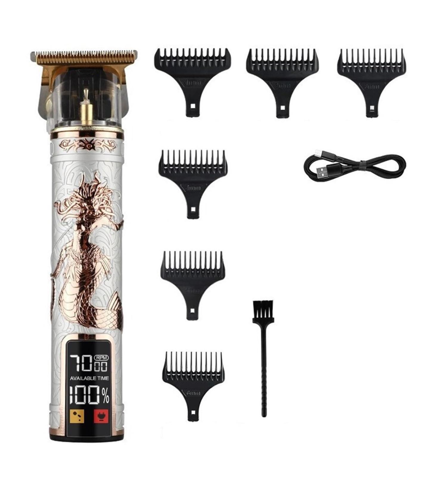 Razors LCD Electric Hair Clipper T9 - Rechargeable Vintage Trimmer for Men | Professional Barber Shaver (Platinum Medusa) - International Shipping - Buy Online on GoSupps.com