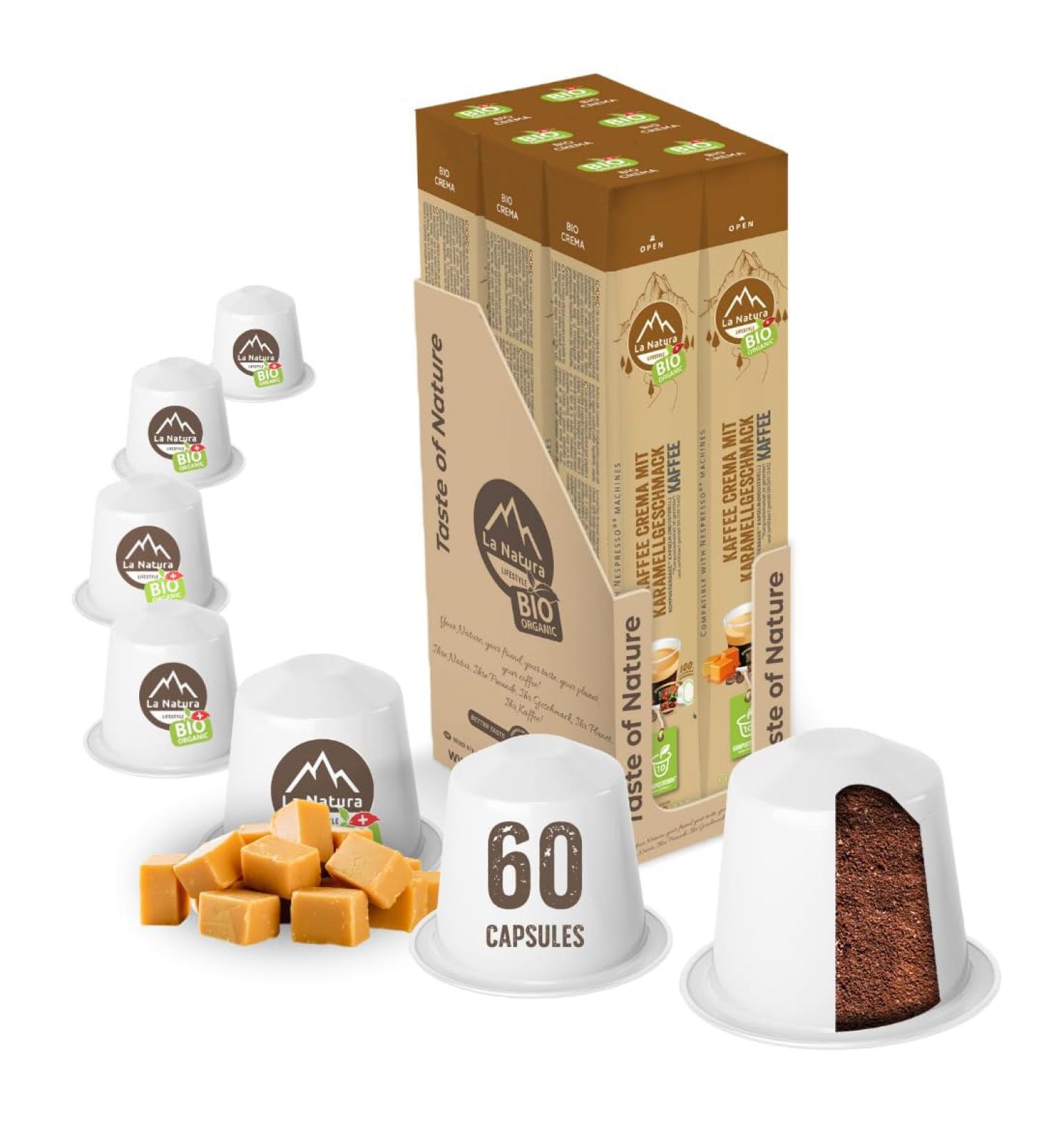  La Natura LIFESTYLE La Natura Lifestyle Pack of 10 Organic Coffee Caps Caramel Cream (6 MK) - Buy Online on GoSupps.com