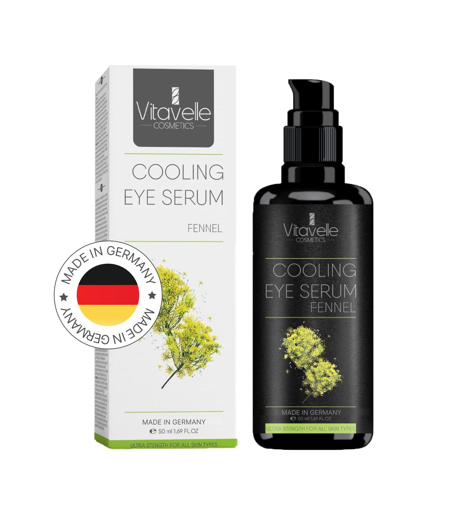 Vitavelle Cooling Eye Serum for Dark Circles & Puffiness - Hydrating Anti-Aging Formula with Fennel Extract - Paraben-Free Eye Gel for Moisturizing & Depuffing - Buy Online on GoSupps.com