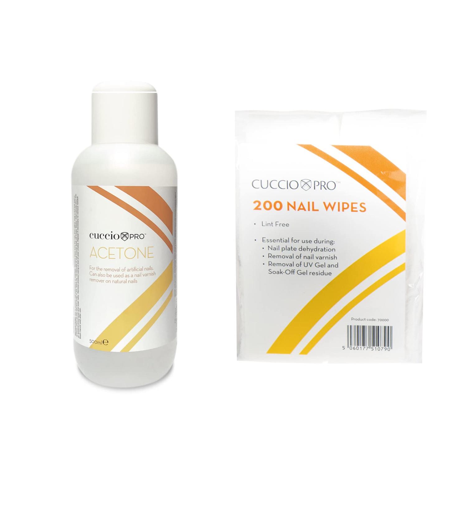 Cuccio 500ml Acetone and Nail Wipes Gel Removal Kit White - Buy Online on GoSupps.com