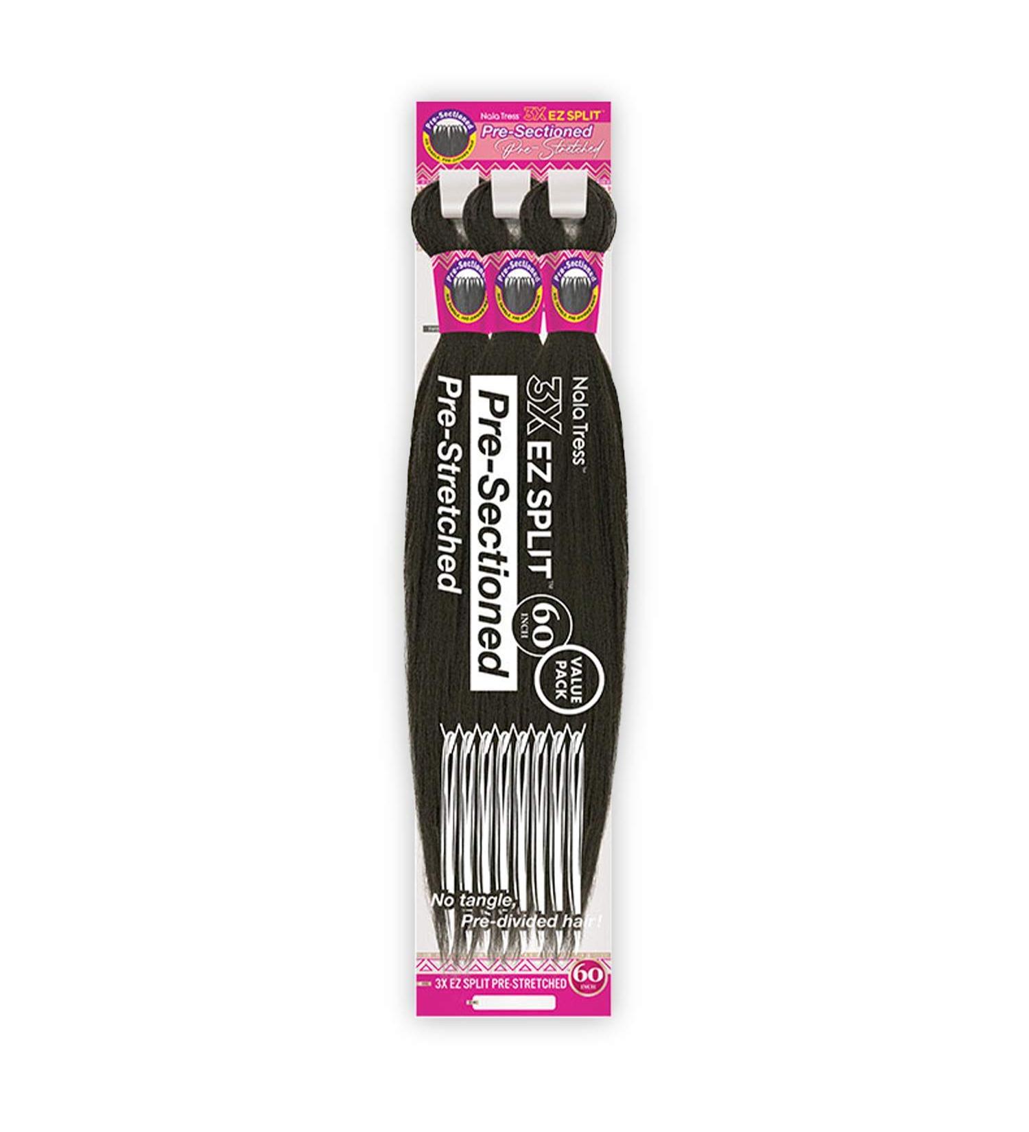 Janet Collection Braids Pre-Stretched Nala Tress 3X EZ Split 60 Inch (5-pack 1B) - Pack of 5 - Buy Online on GoSupps.com