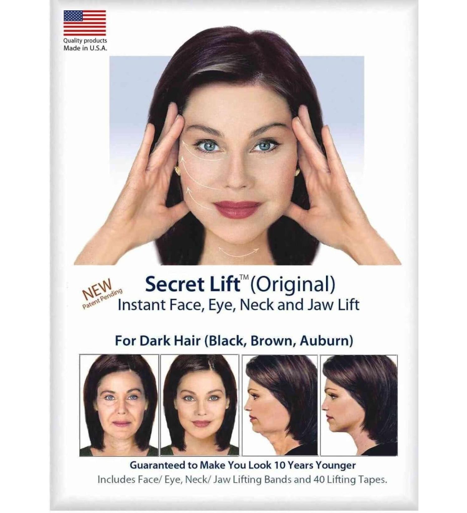 Instant Face Neck and Eye Lift Tapes and Bands (Dark and Light Hair)