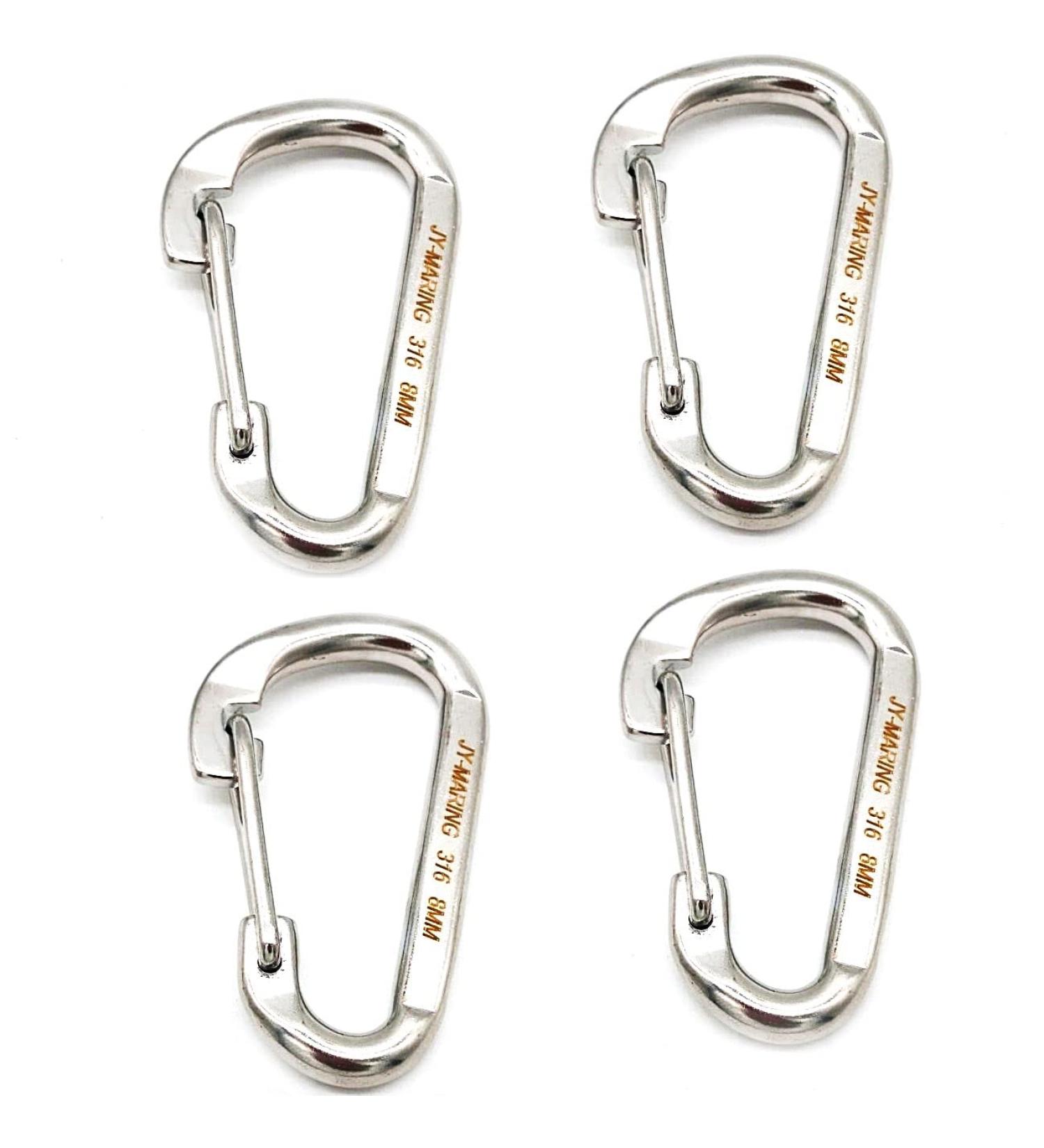 JY-MARINE Heavy Duty 316 Stainless Steel Snap Hook Carabiner 4 Pack | Marine Grade Flat Safety Clip for Ship Boat | Spring Latch - Buy Online on GoSupps.com