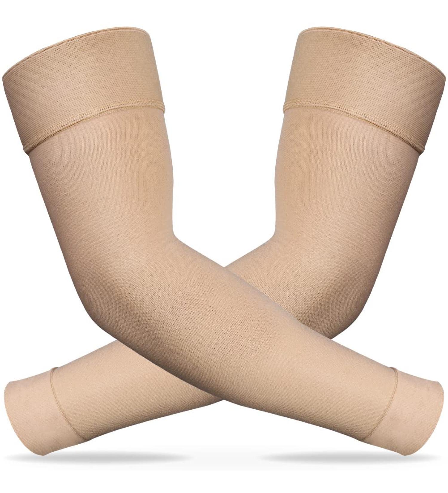 Ailaka Medical Compression Arm Sleeves - 20-30 mmHg Support for Lymphedema, Pain, Swelling - Post Surgery Recovery - Beige Large (1 Pair) - Buy Online on GoSupps.com
