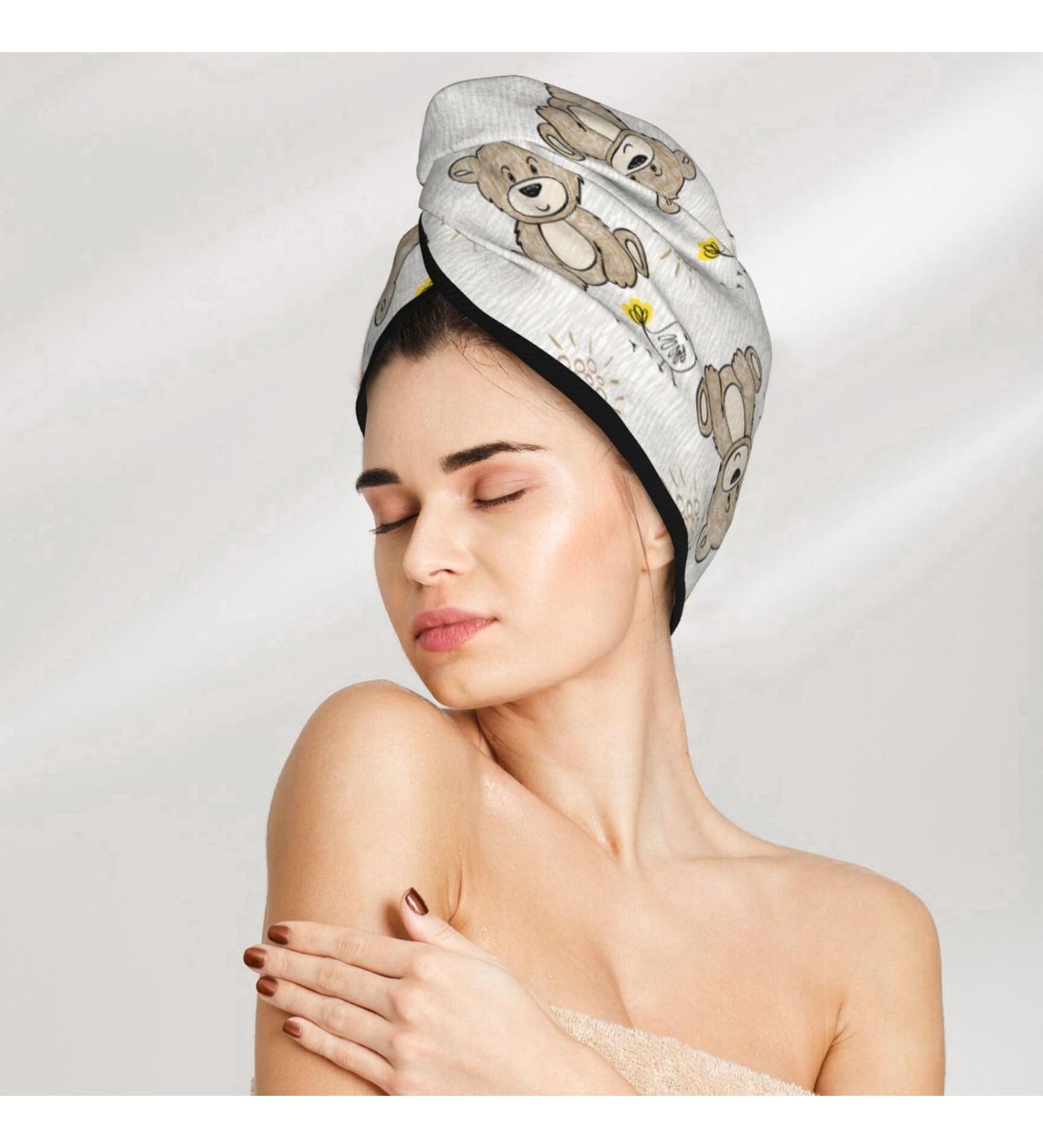Bear Dolls Beige Microfiber Hair Towel - Super Absorbent Quick Dry Turbans for Curly & Thick Hair | Ideal Hair Wrap Cap for Women Girls & Kids - Buy Online on GoSupps.com