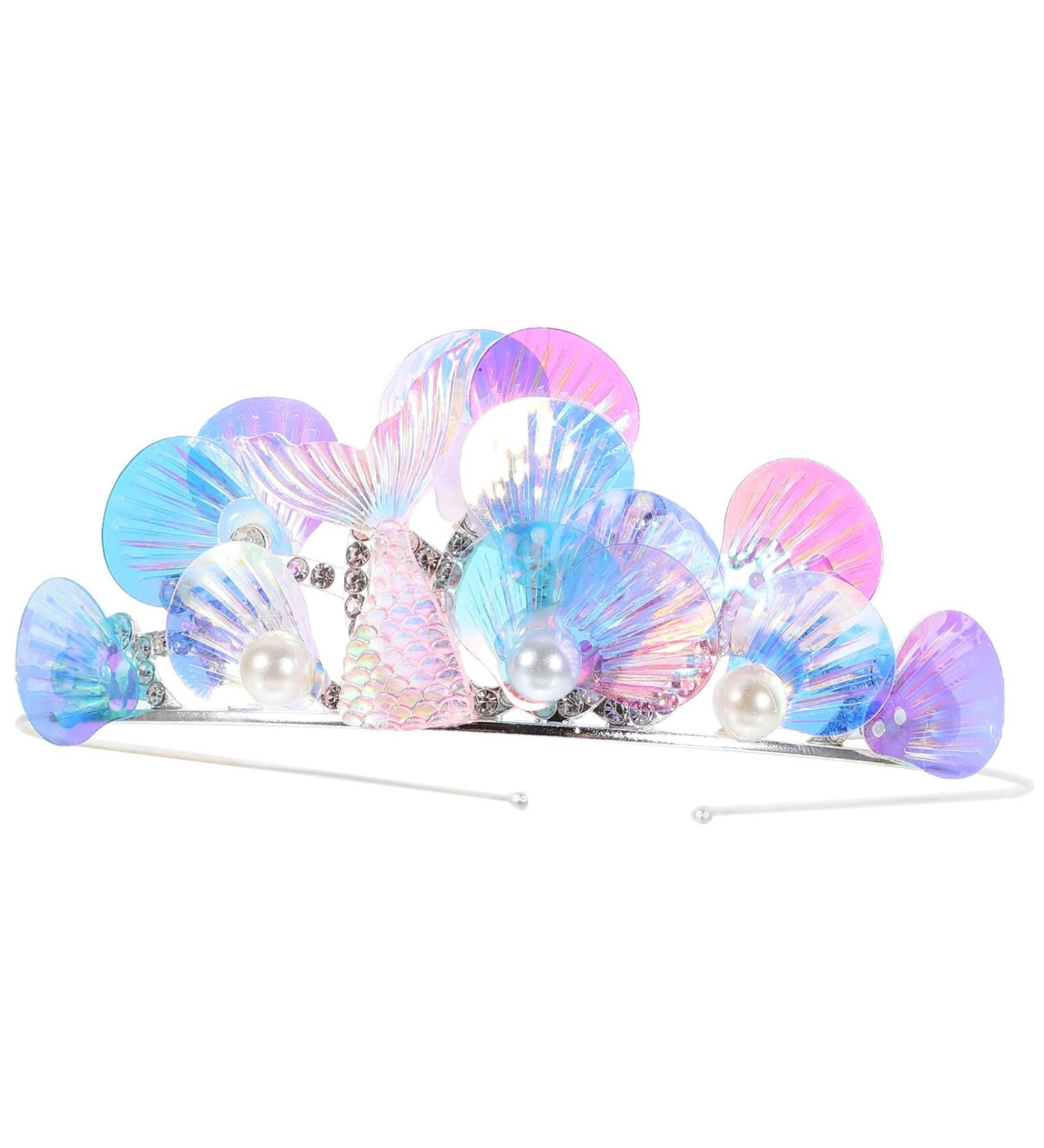 Beaupretty Mermaid Crown Headband Seashell Pearl Tiara Mermaid Tail Headband Mermaid Headpiece for Women Girls Wedding Birthday Beach Party - Buy Online on GoSupps.com