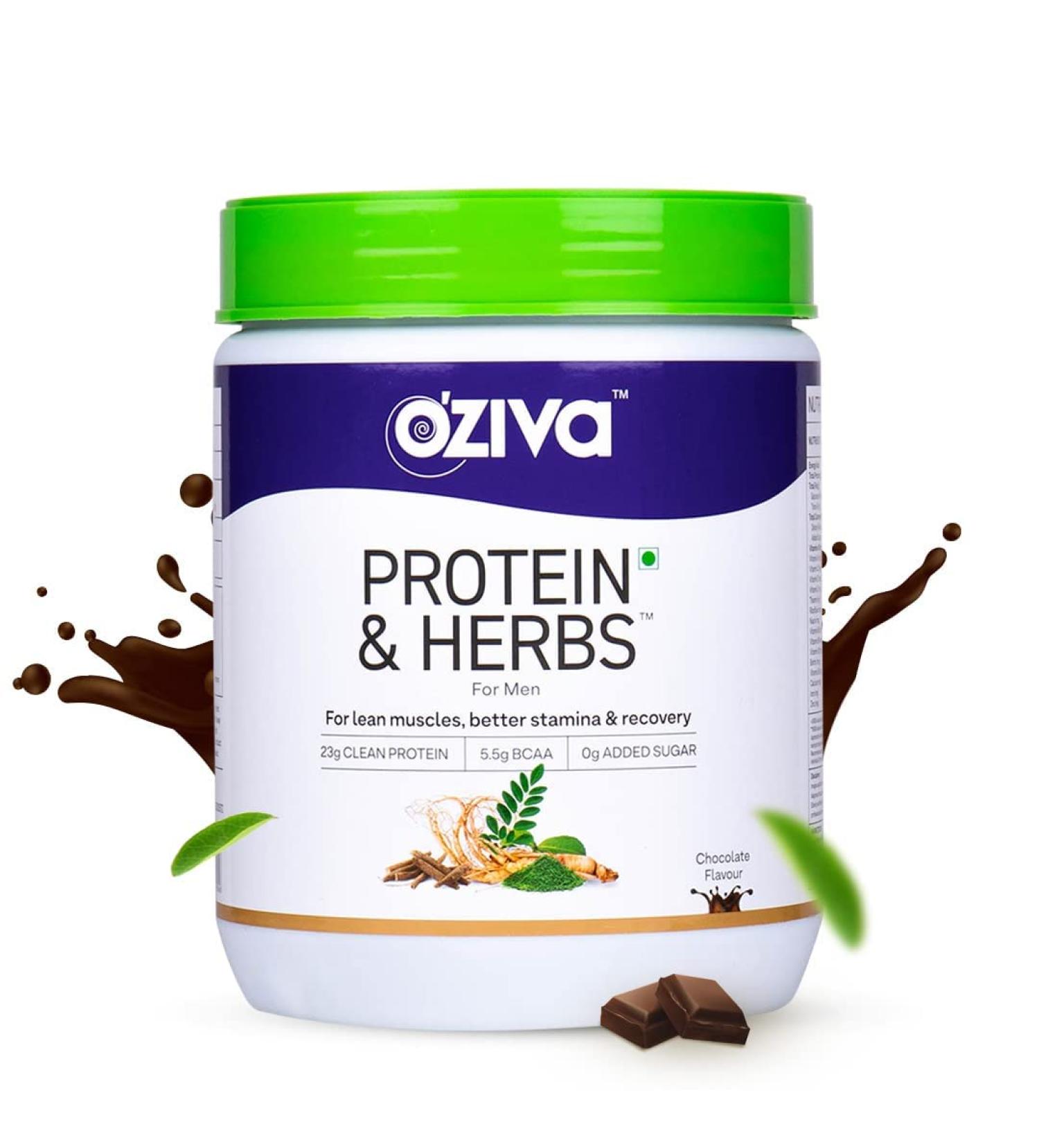 Protein & Herbs for Men - Muscle Building & Recovery | 23g Whey Protein Isolate 5.5 BCAAs Sugar-Free Certified Clean Chocolate Flavor - 500g - Buy Online on GoSupps.com