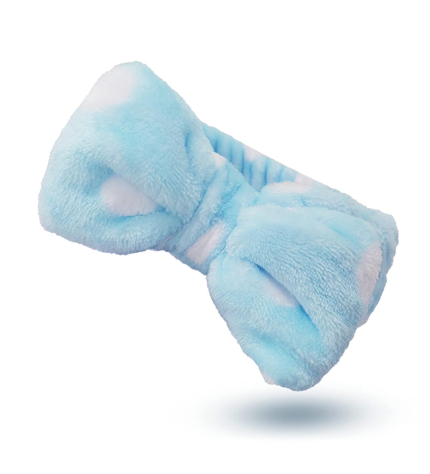 ZUER Blue White Dots Makeup Headband - Soft Carol Fleece Headband for Face Washing, Mask Application, Spa - Elastic & Comfortable - Buy Online on GoSupps.com