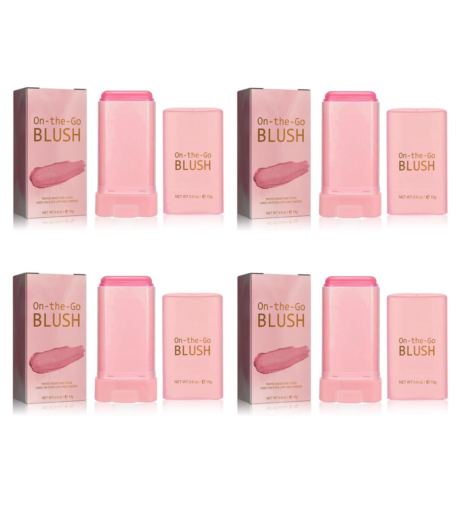 4PCS Cream Blush Stick Smooth Blush Stick Waterproof Moisturizer Stick Matte Highlighter Stick Natural Nude Makeup for Cheek Eyes Lips Pink 19 g (Pack of 4) Pink - Buy Online on GoSupps.com